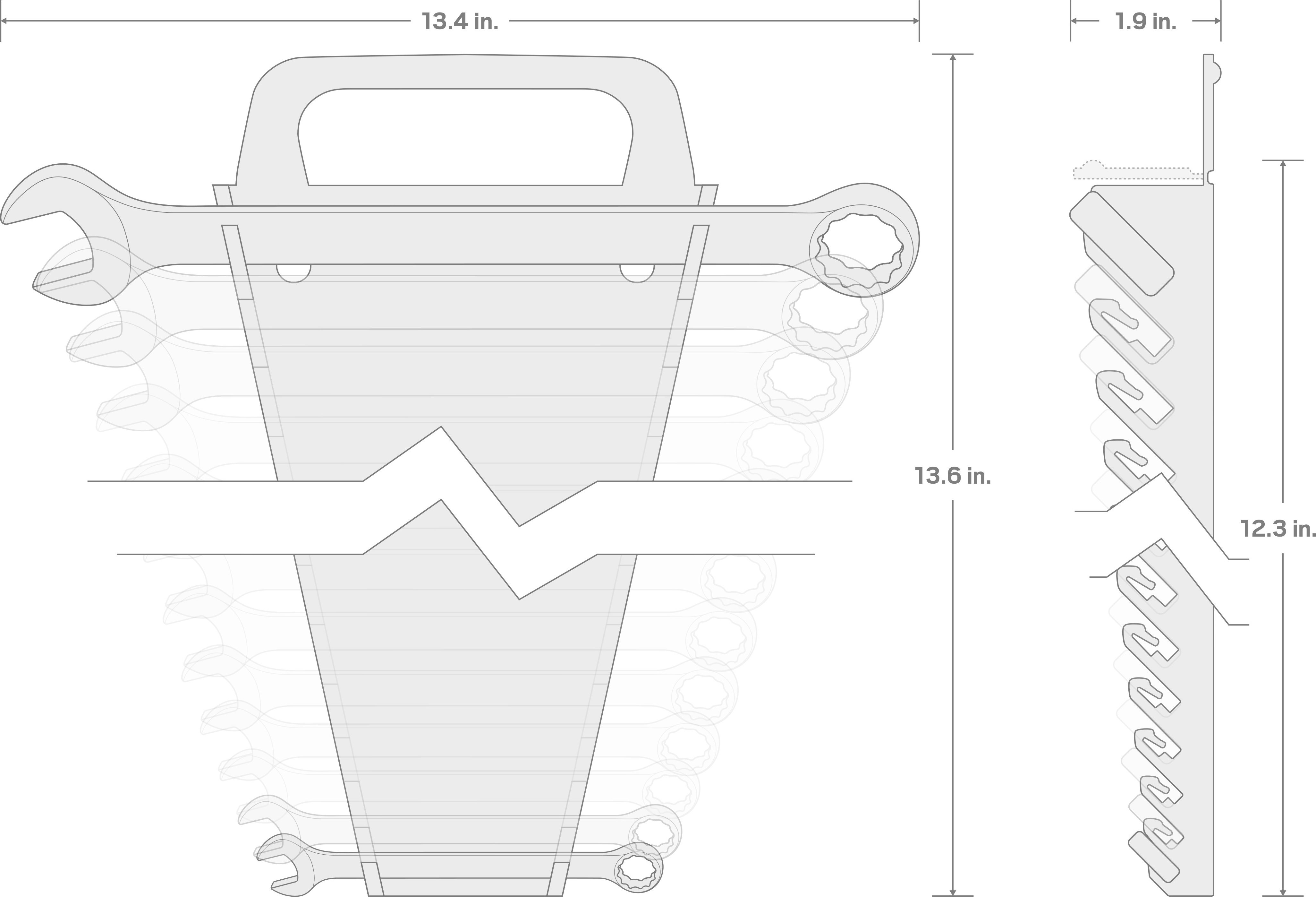 Specs for Combination Wrench Set with Holder, 15-Piece (1/4-1 in.)