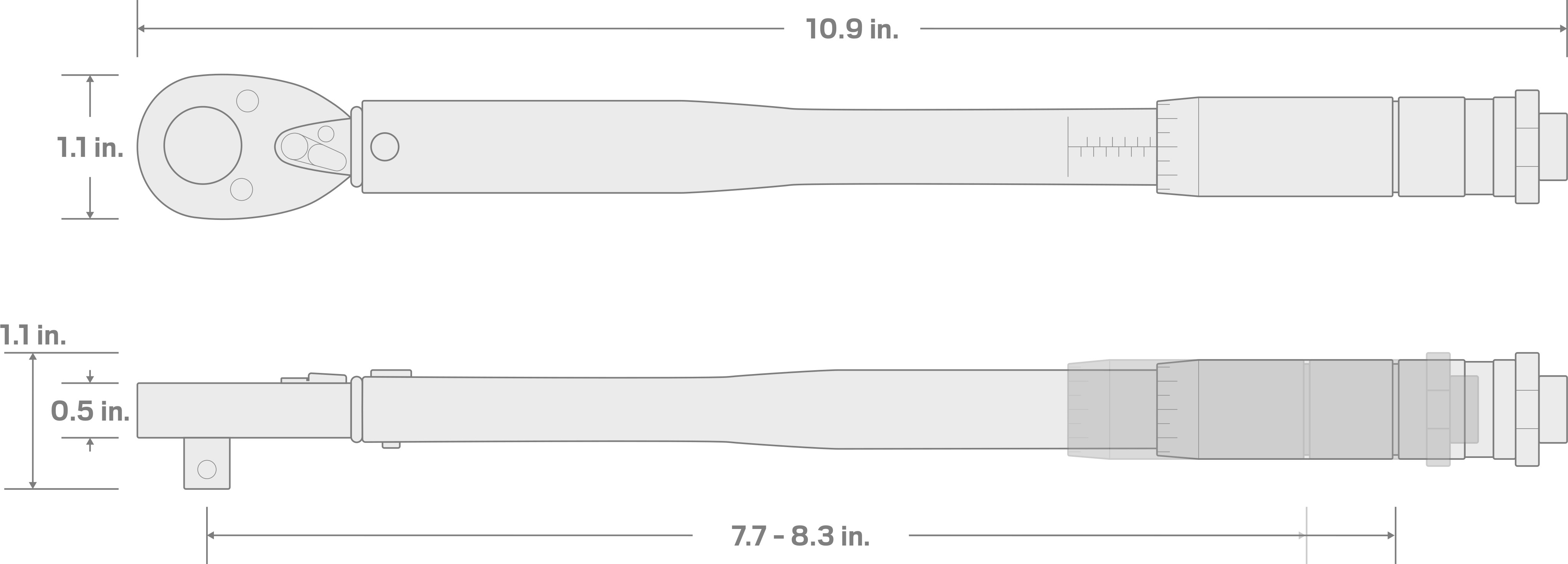 Specs for 1/4 Inch Drive Micrometer Torque Wrench (20-200 in-lb)