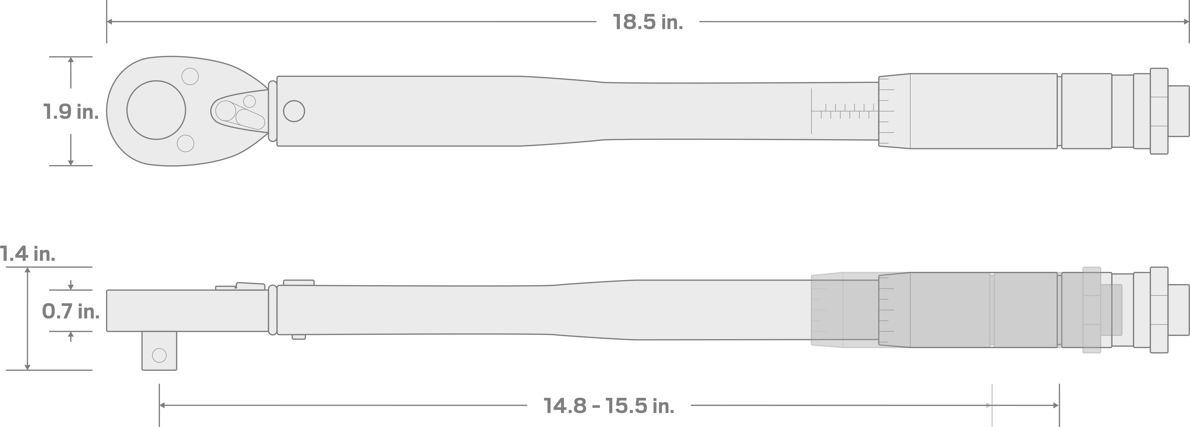 Specs for 1/2 Inch Drive Micrometer Torque Wrench (10-150 ft-lb)