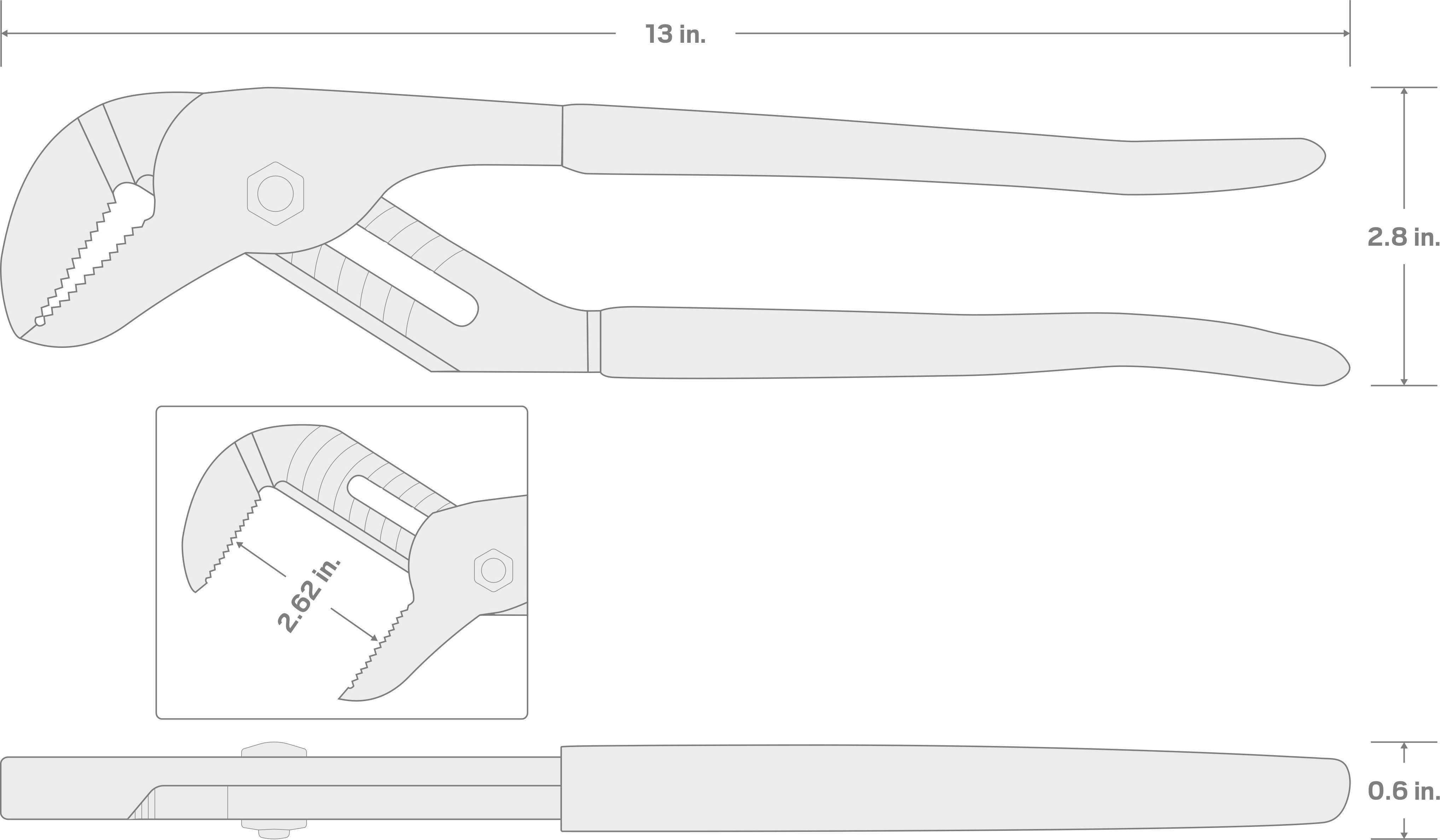 Specs for 13 Inch Groove Joint Pliers (2-5/8 in. Jaw Capacity)