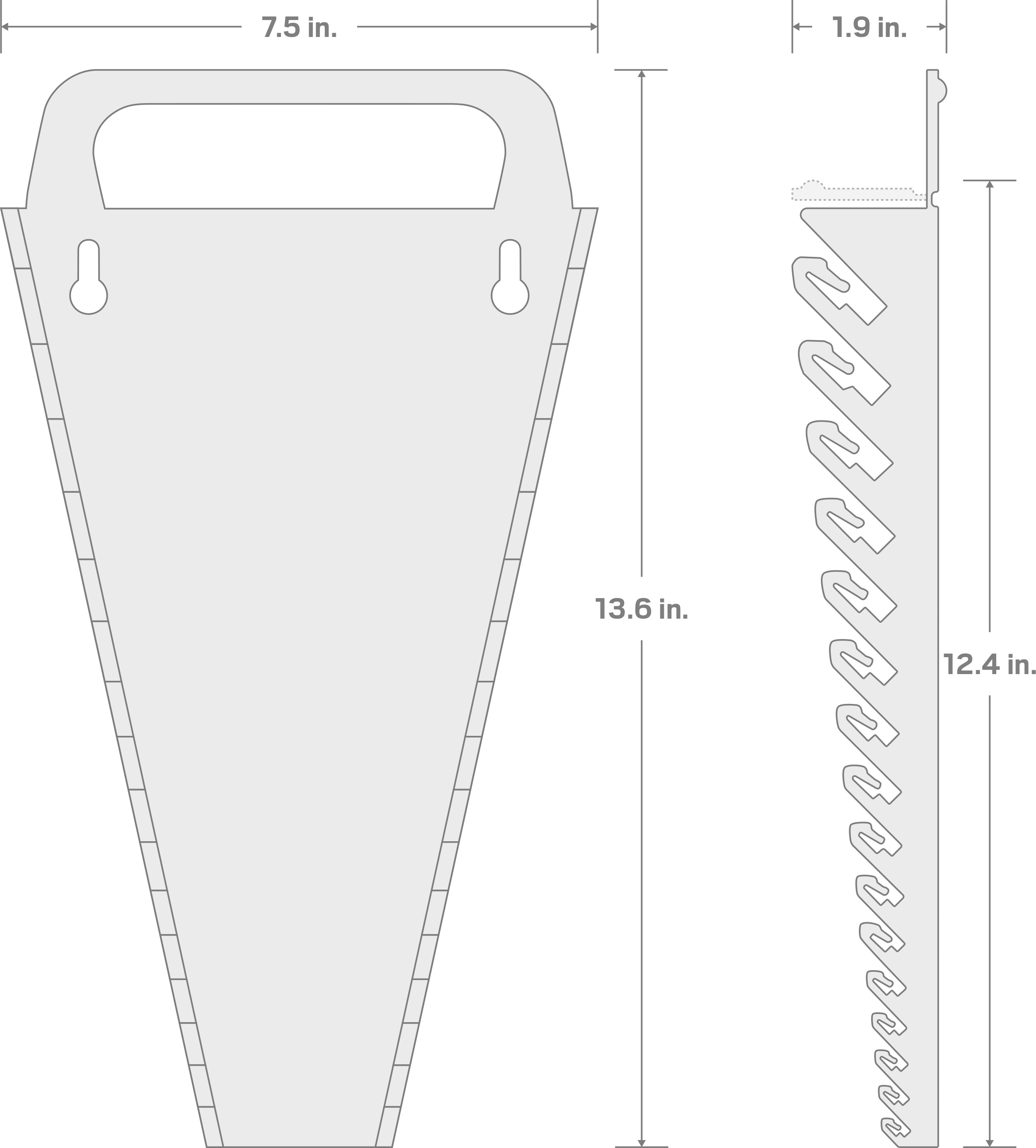 Specs for 15-Tool Combination Wrench Holder (Black)