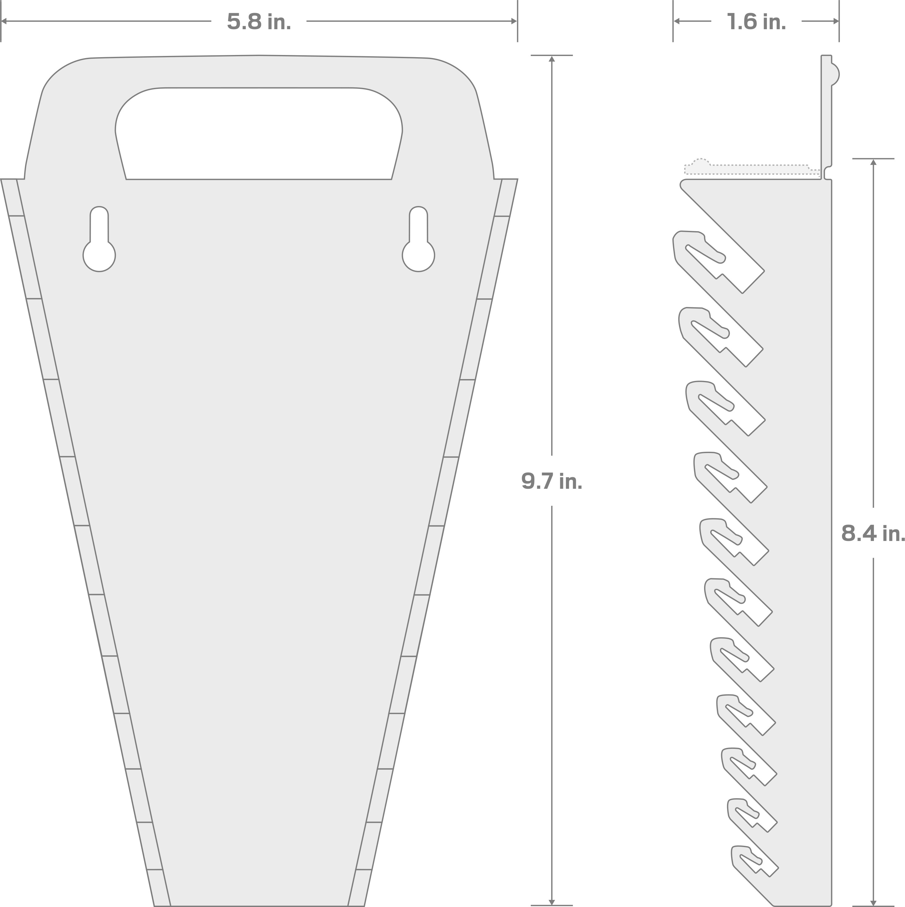 Specs for 11-Tool Combination Wrench Holder (Red)