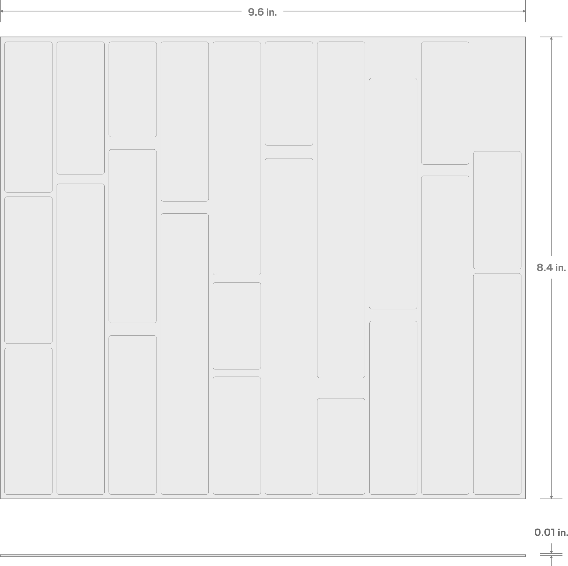 Specs for Tool Cabinet Drawer Label Sheet, Core Hand Tool Categories, Matte Black (8.4 x 9.6 in.)