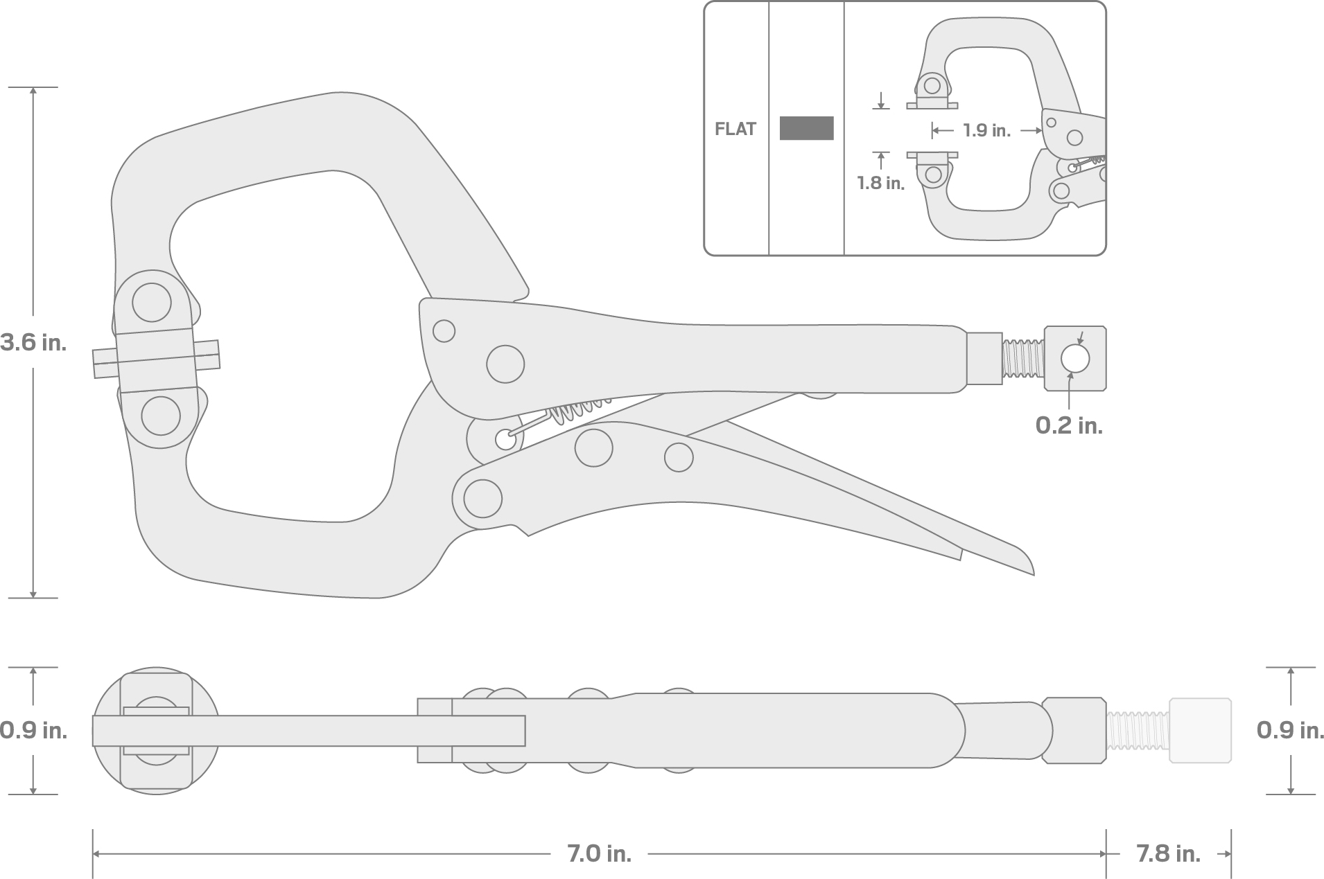 Specs for 6 Inch Swivel Pad Locking C-Clamp