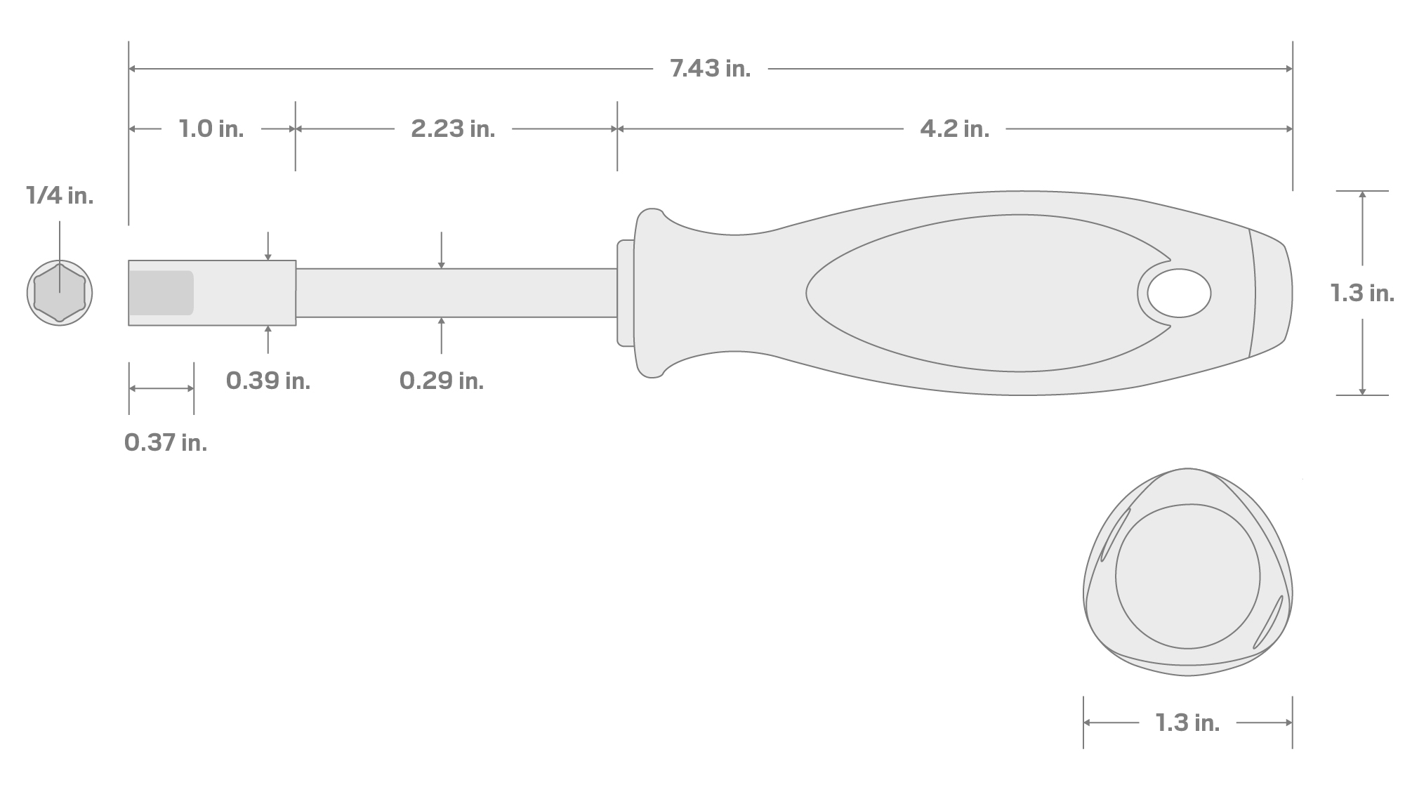Specs for 1/4 Inch Molded Handle Magnetic Bit Driver