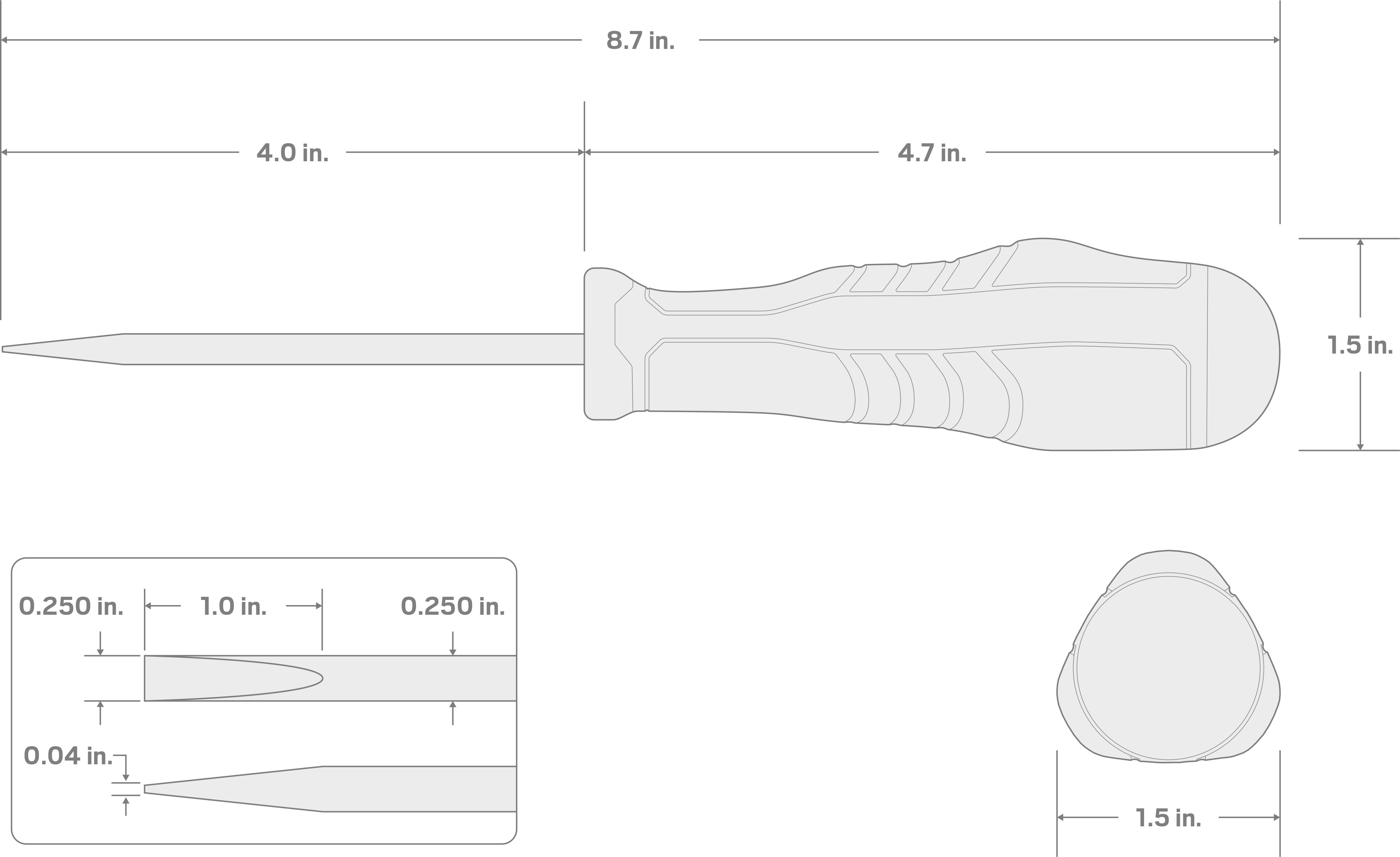 Specs for 1/4 Inch Slotted High-Torque Screwdriver