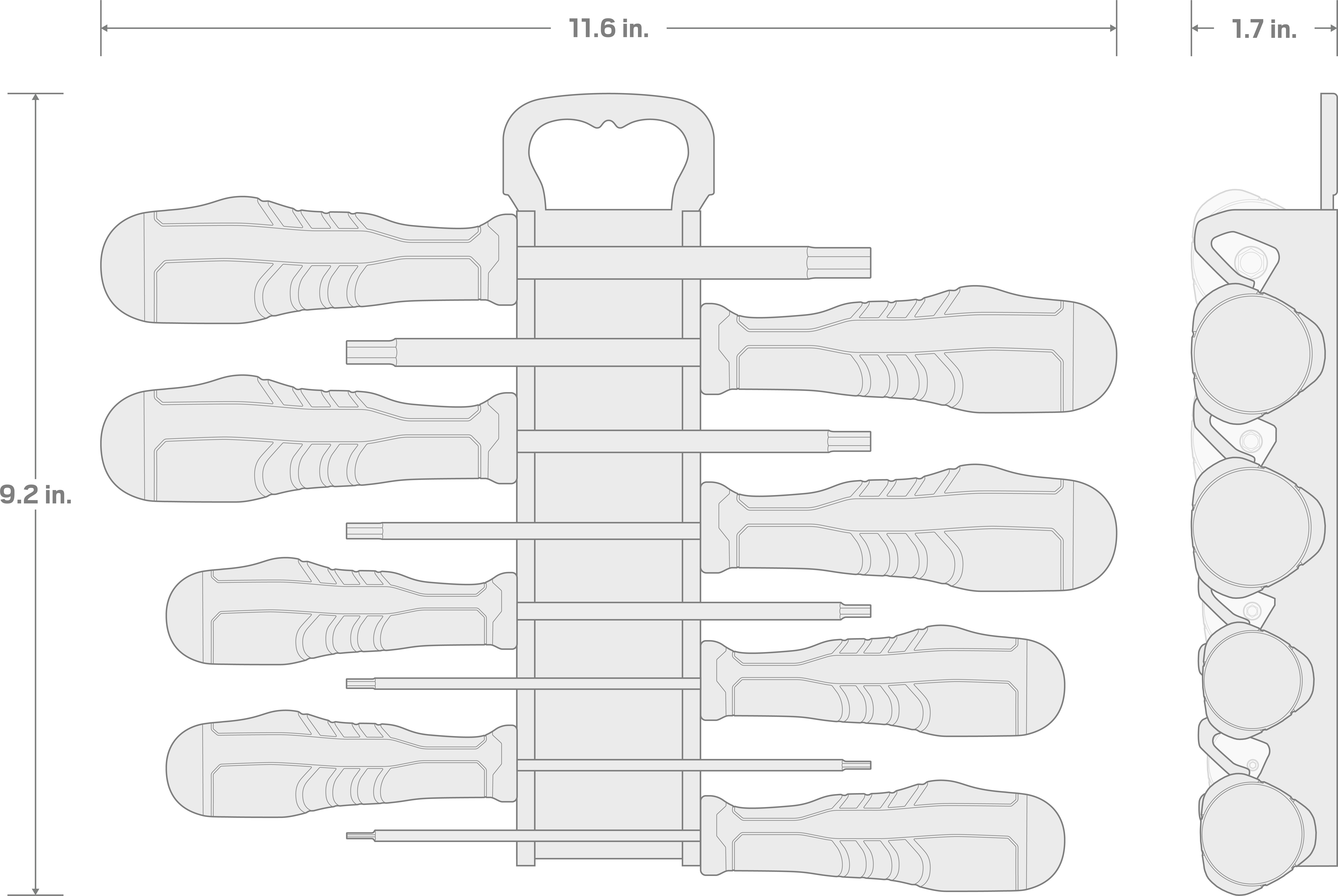 Specs for Hex High-Torque Black Oxide Blade Screwdriver Set with Holder, 8-Piece (1.5-8 mm)