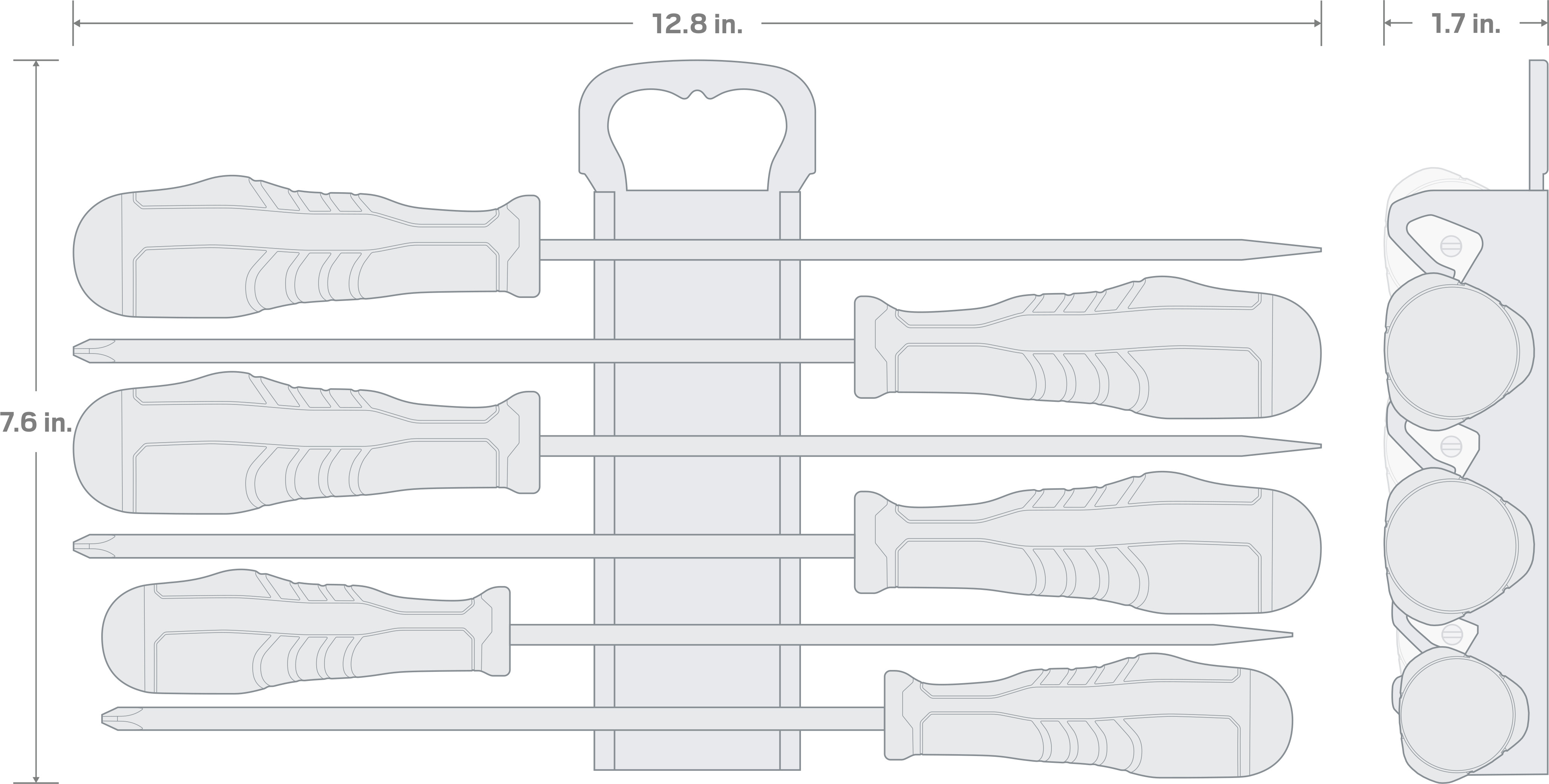 Specs for Long High-Torque Black Oxide Blade Screwdriver Set with Holder, 6-Piece (#1-#3, 3/16-5/16 in.)