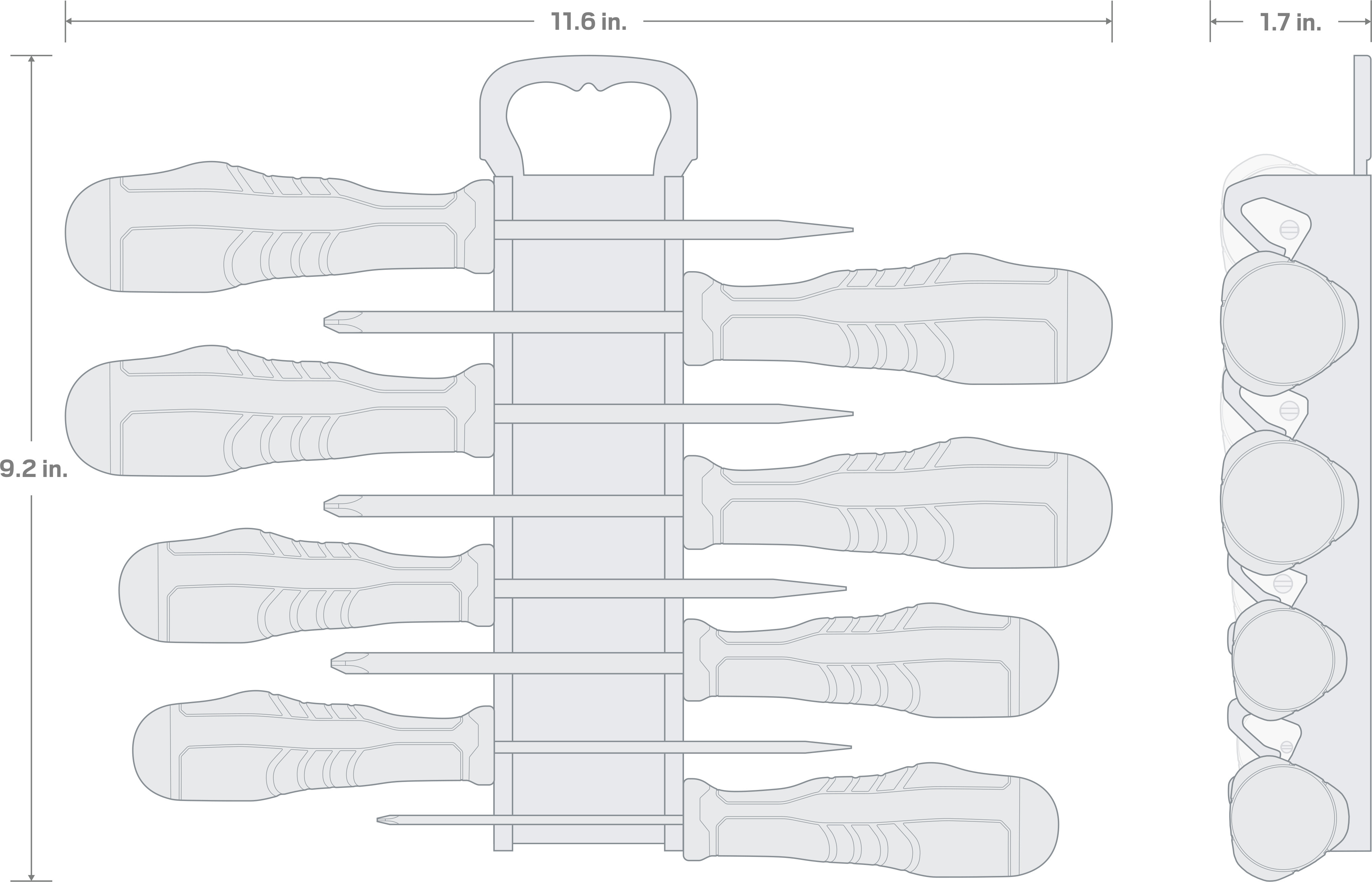 Specs for High-Torque Screwdriver Set with Holder, 8-Piece (#0-#3, 1/8-5/16 in.)