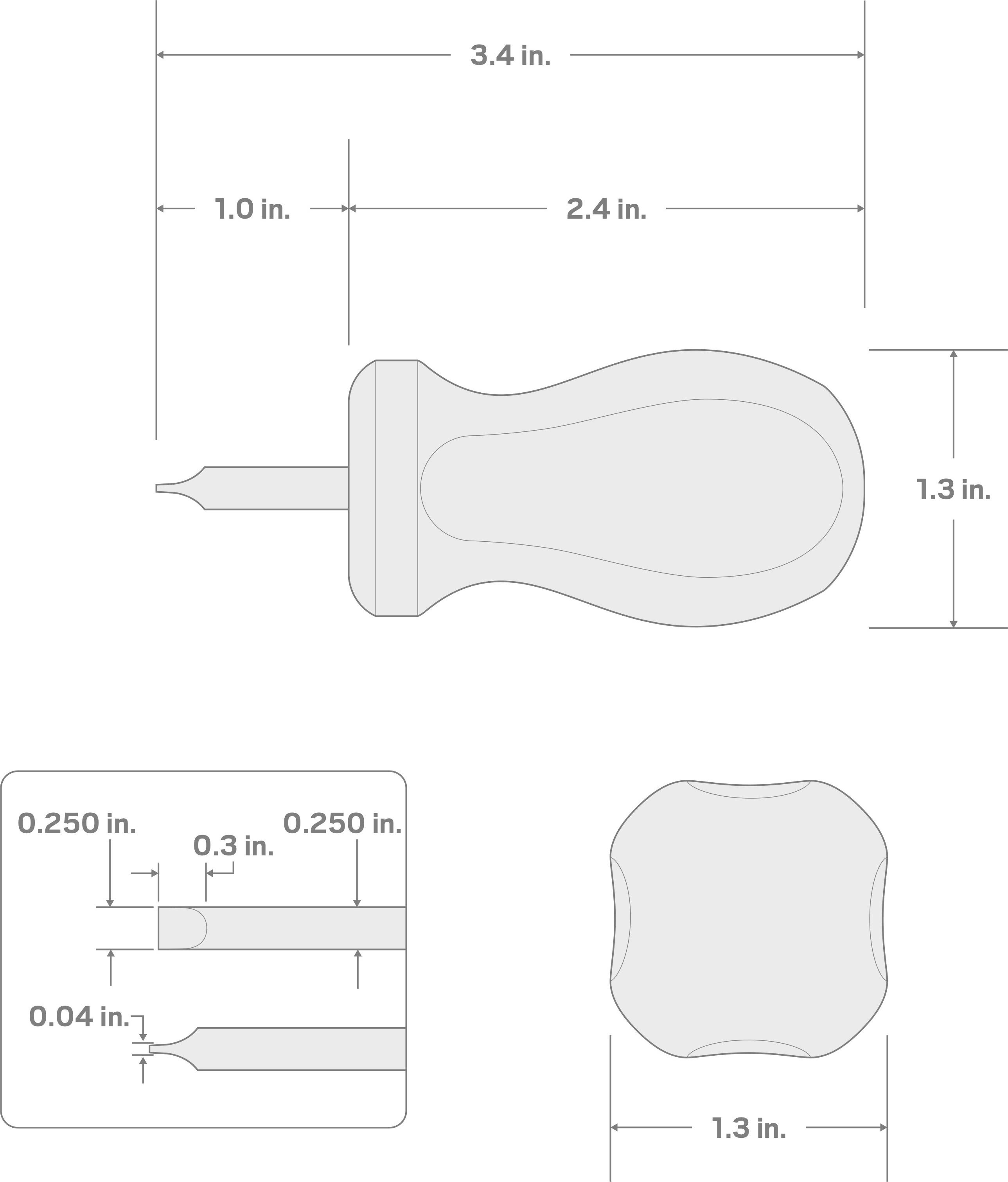 Specs for Stubby 1/4 Inch Slotted Hard Handle Black Oxide Blade Screwdriver