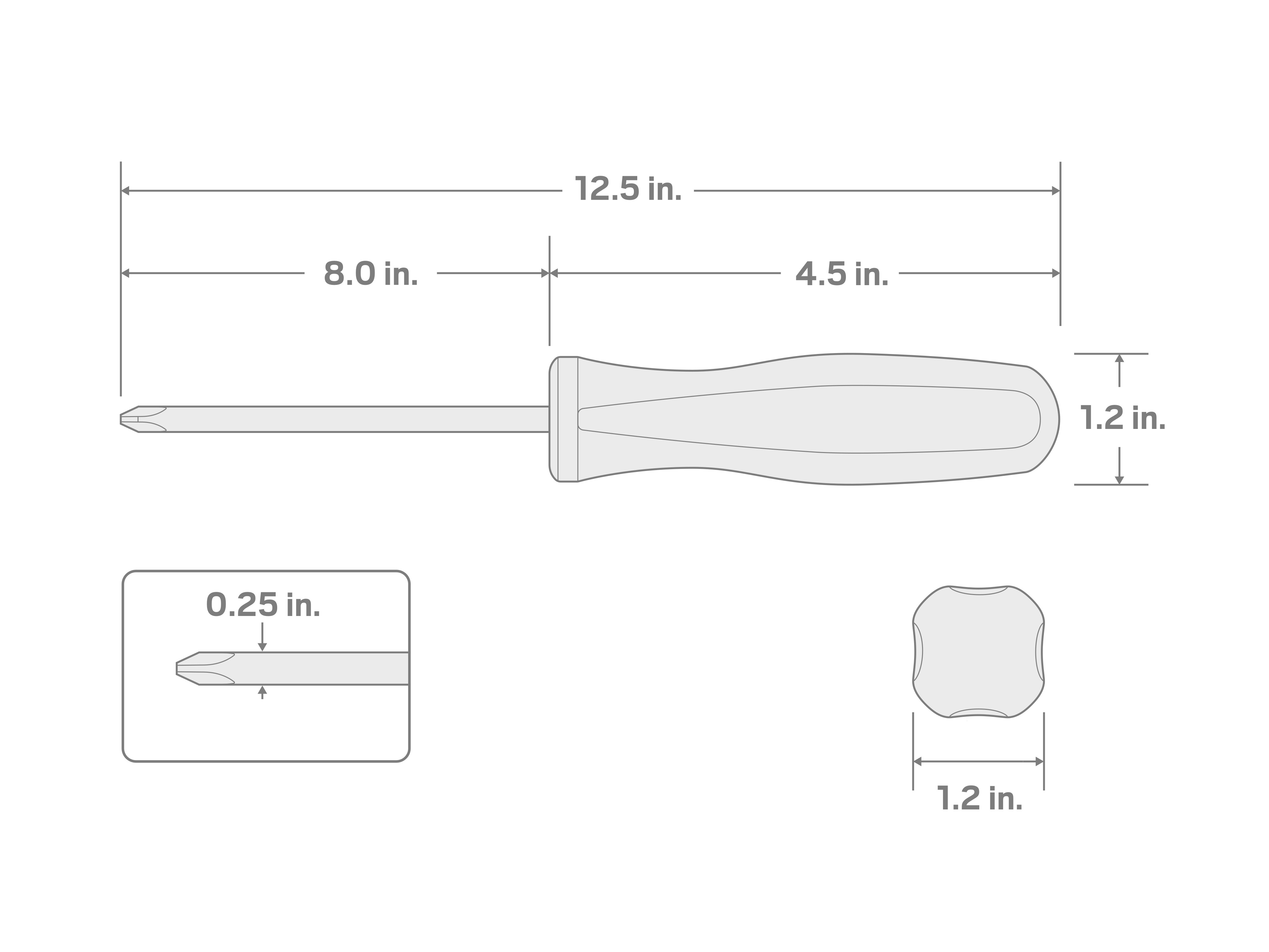 Specs for Long #2 Phillips Hard Handle Black Oxide Blade Screwdriver