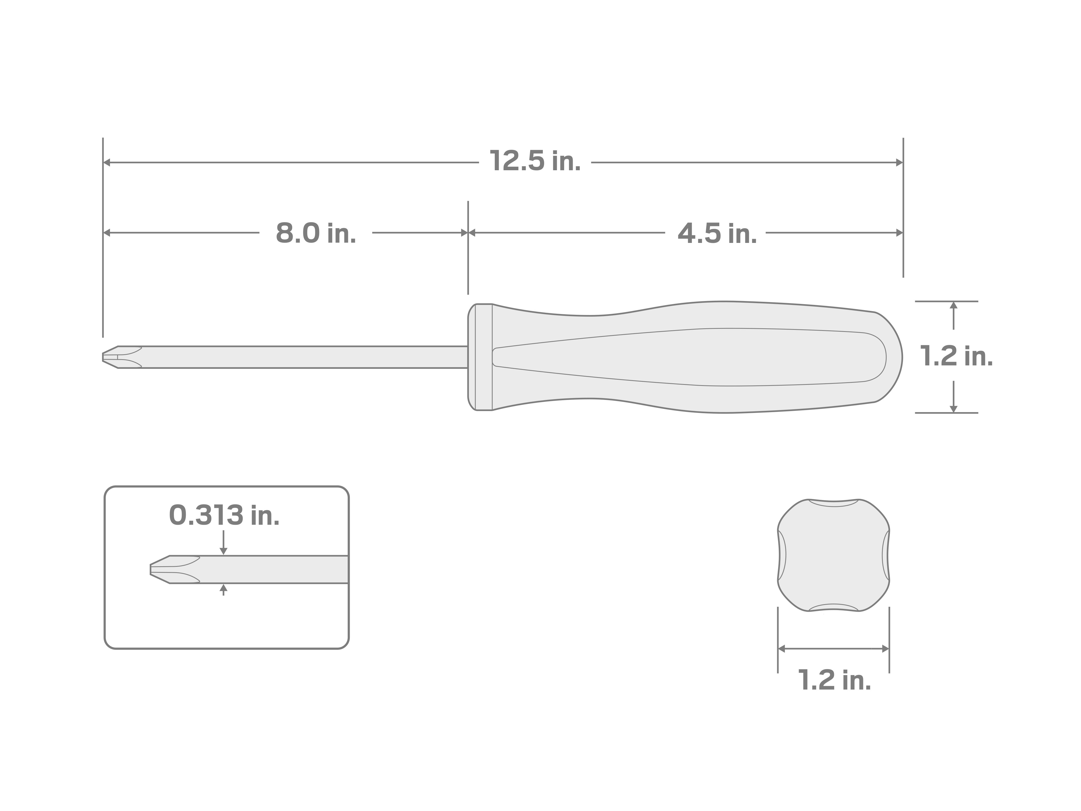 Specs for Long #3 Phillips Hard Handle Black Oxide Blade Screwdriver