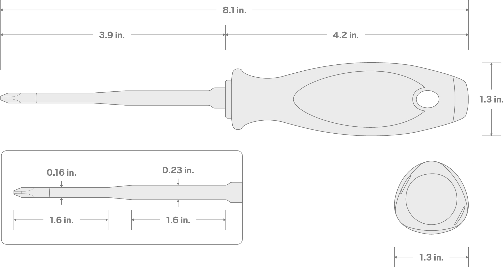 Specs for #1 Phillips Insulated Screwdriver (4 in. Shank)