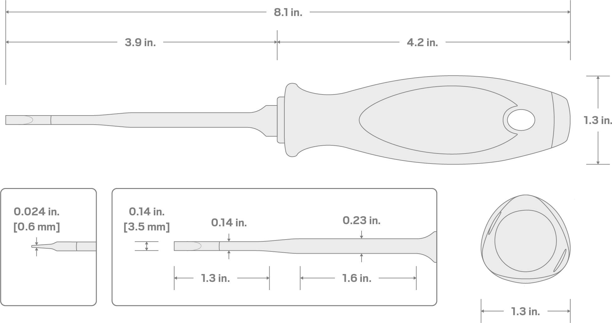 Specs for 3.5 mm Slotted Insulated Screwdriver (4 in. Shank)