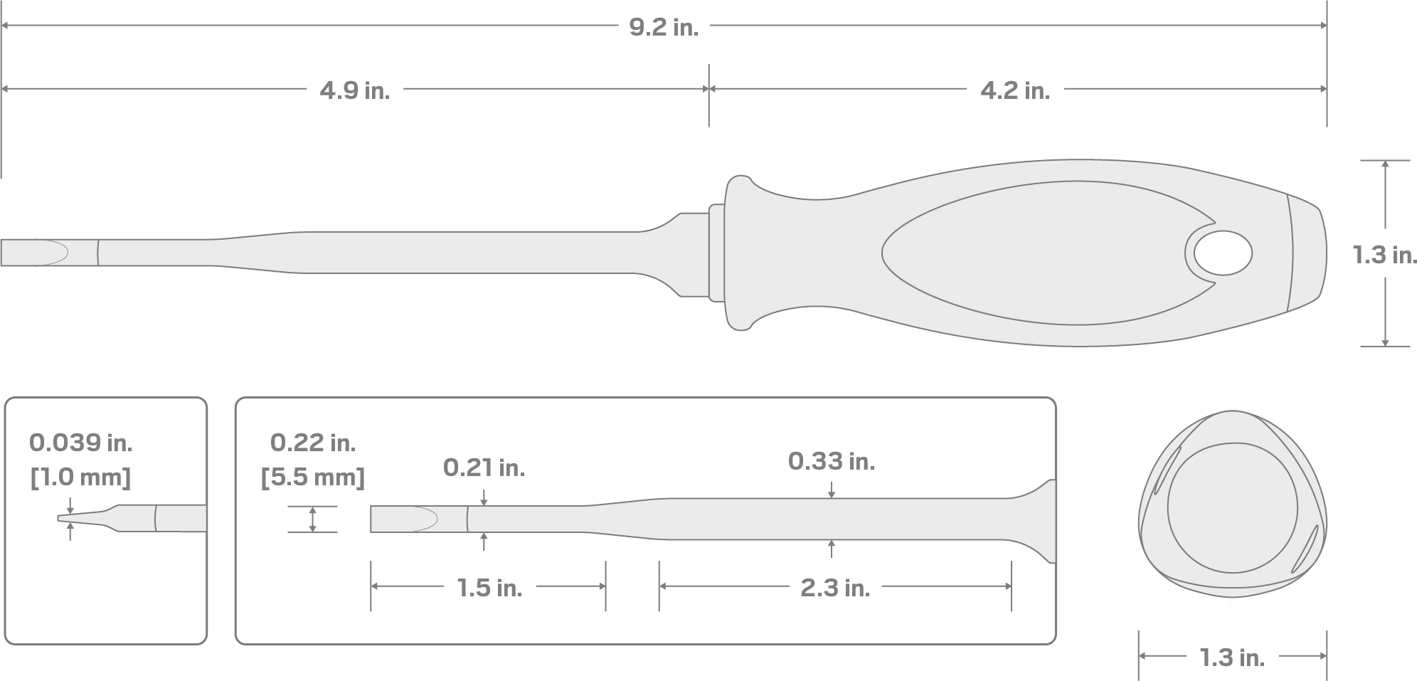 Specs for 5.5 mm Slotted Insulated Screwdriver (5 in. Shank)