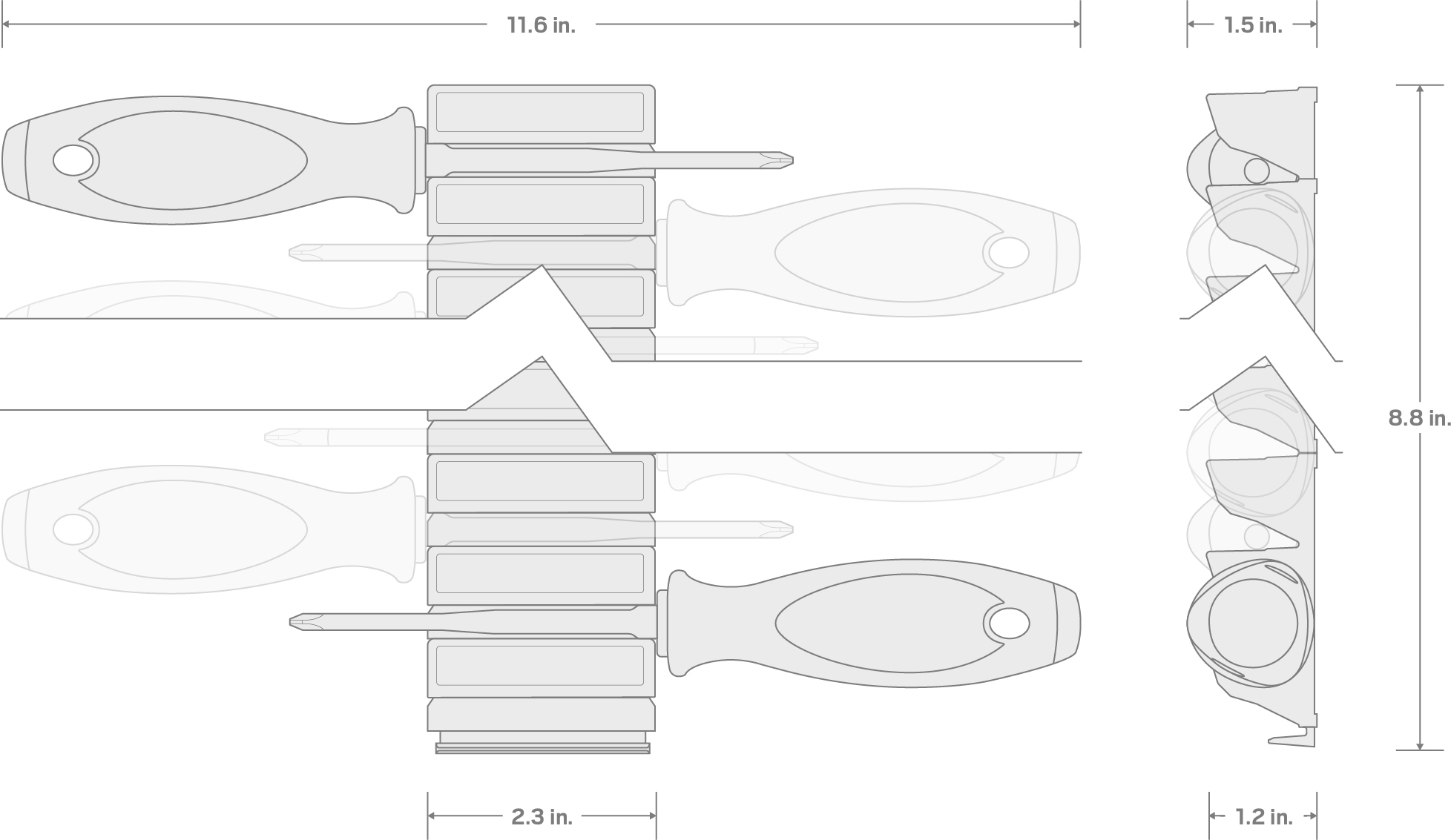 Specs for Phillips, Slotted, Square Insulated Screwdriver Set with Modular Organizers, 8-Piece (#1-#2, 3.5-6.5 mm, #1-#2)