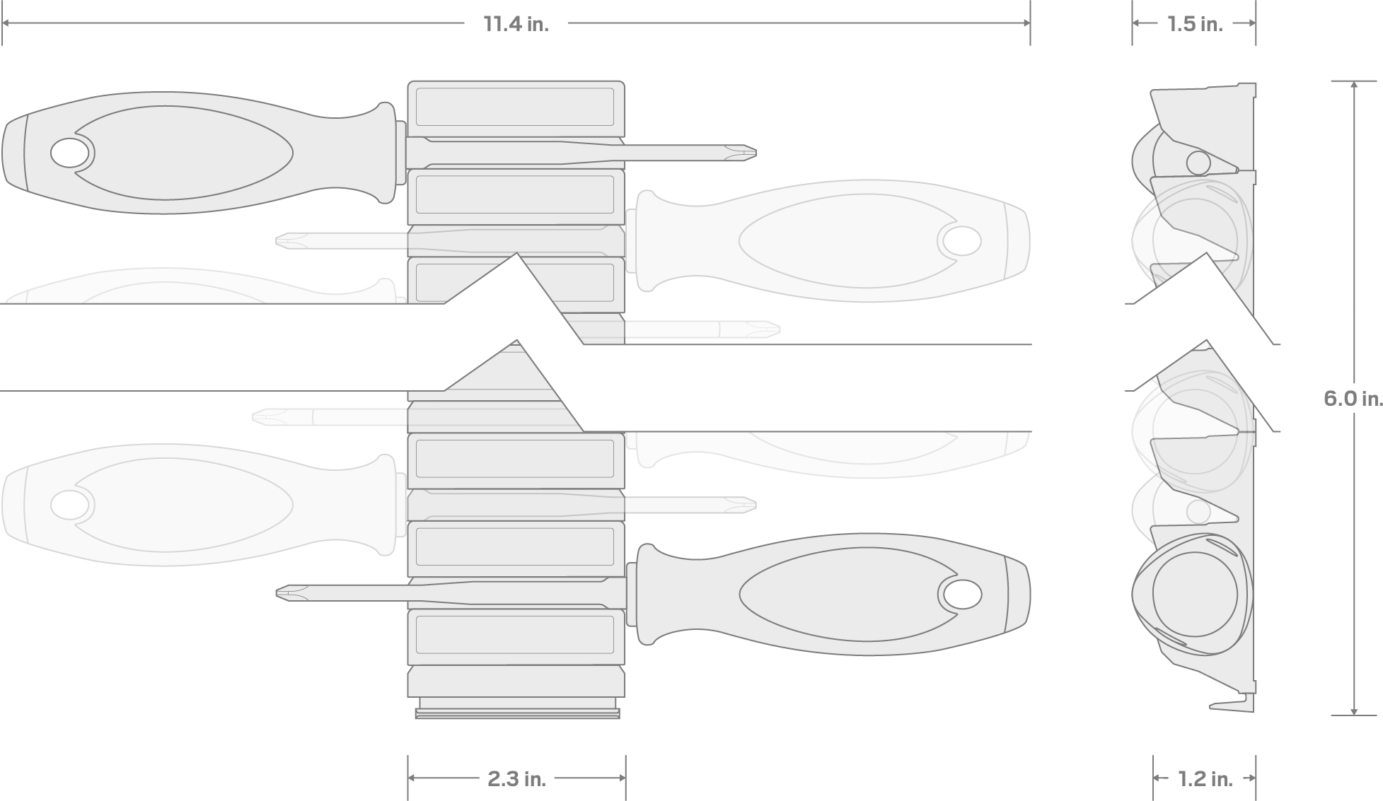 Specs for Slotted Screwdriver Set with Modular Organizers - 4 Inch Shanks, 5-Piece (1/8 - 3/8 in.)