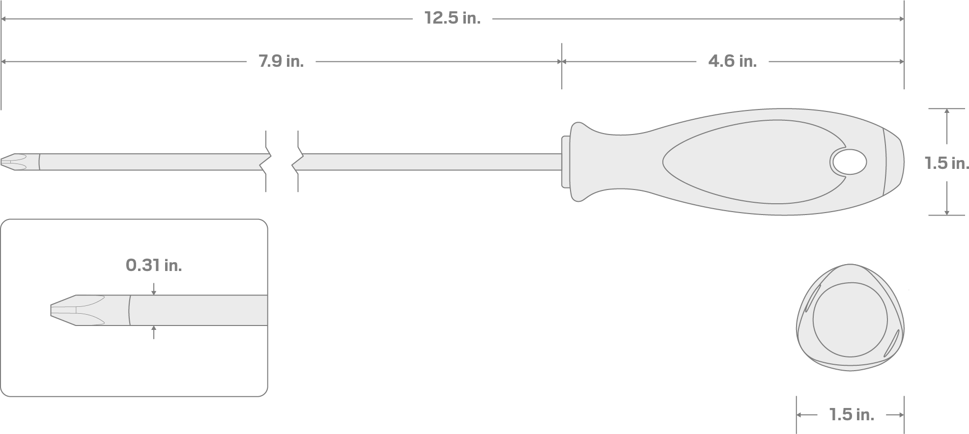 Specs for #3 Phillips Screwdriver (8 in. Shank)