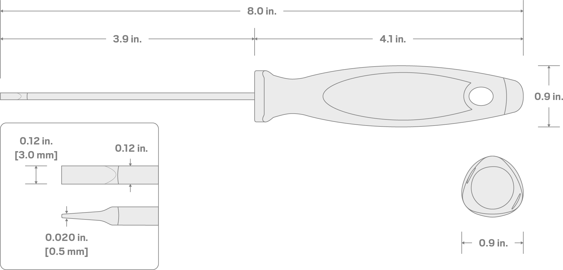 Specs for 3 mm Slotted Screwdriver (4 in. Shank)