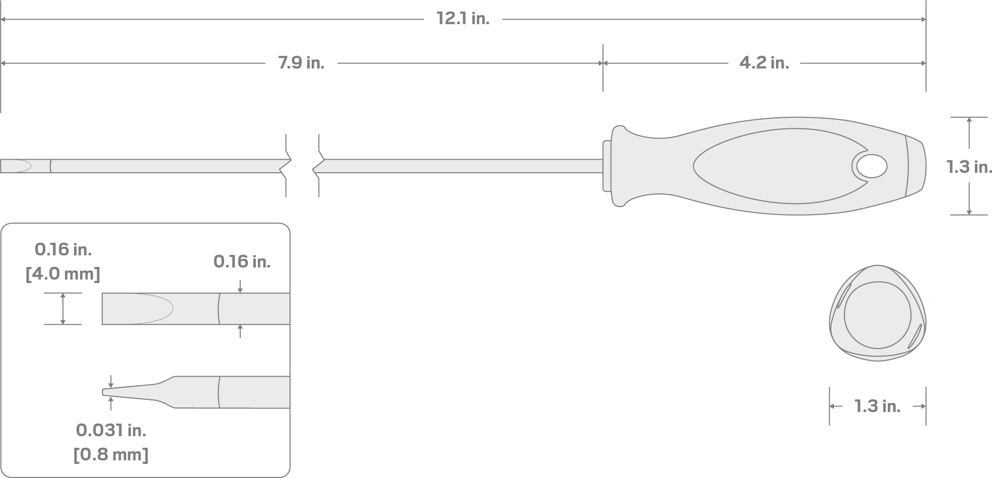 Specs for 4 mm Slotted Screwdriver (8 in. Shank)