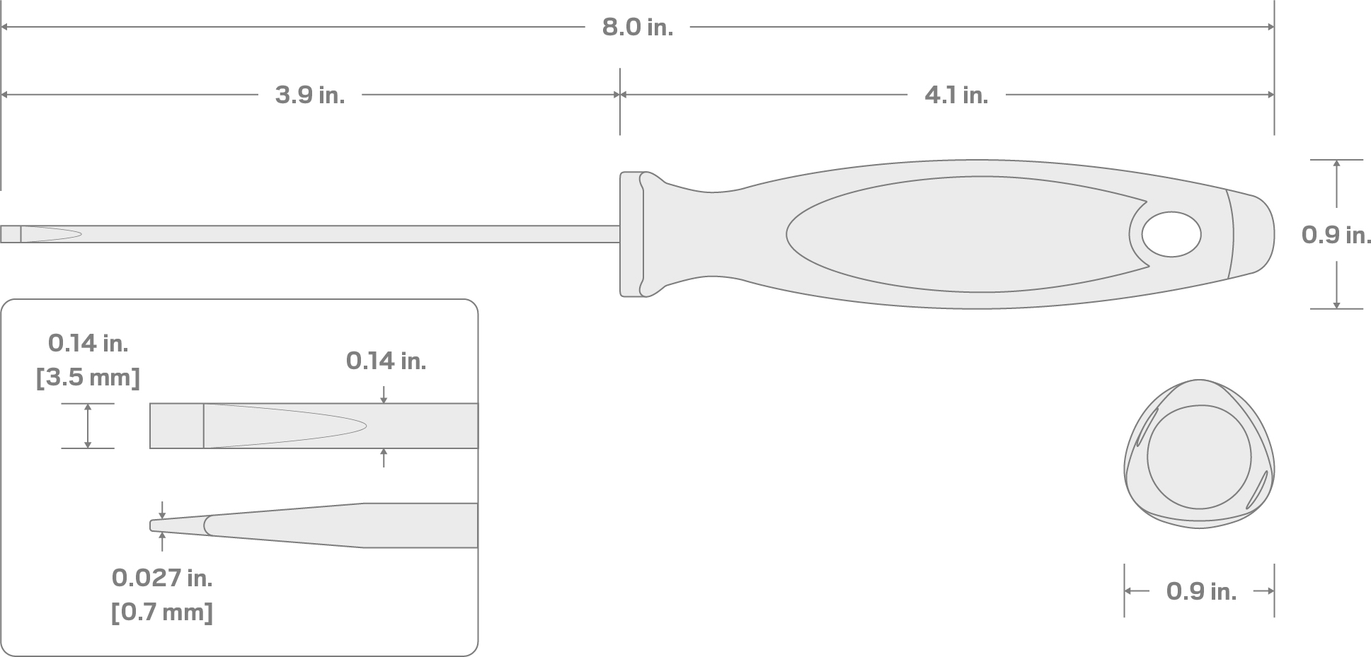 Specs for 1/8 in. Slotted Screwdriver (4 in. Shank)