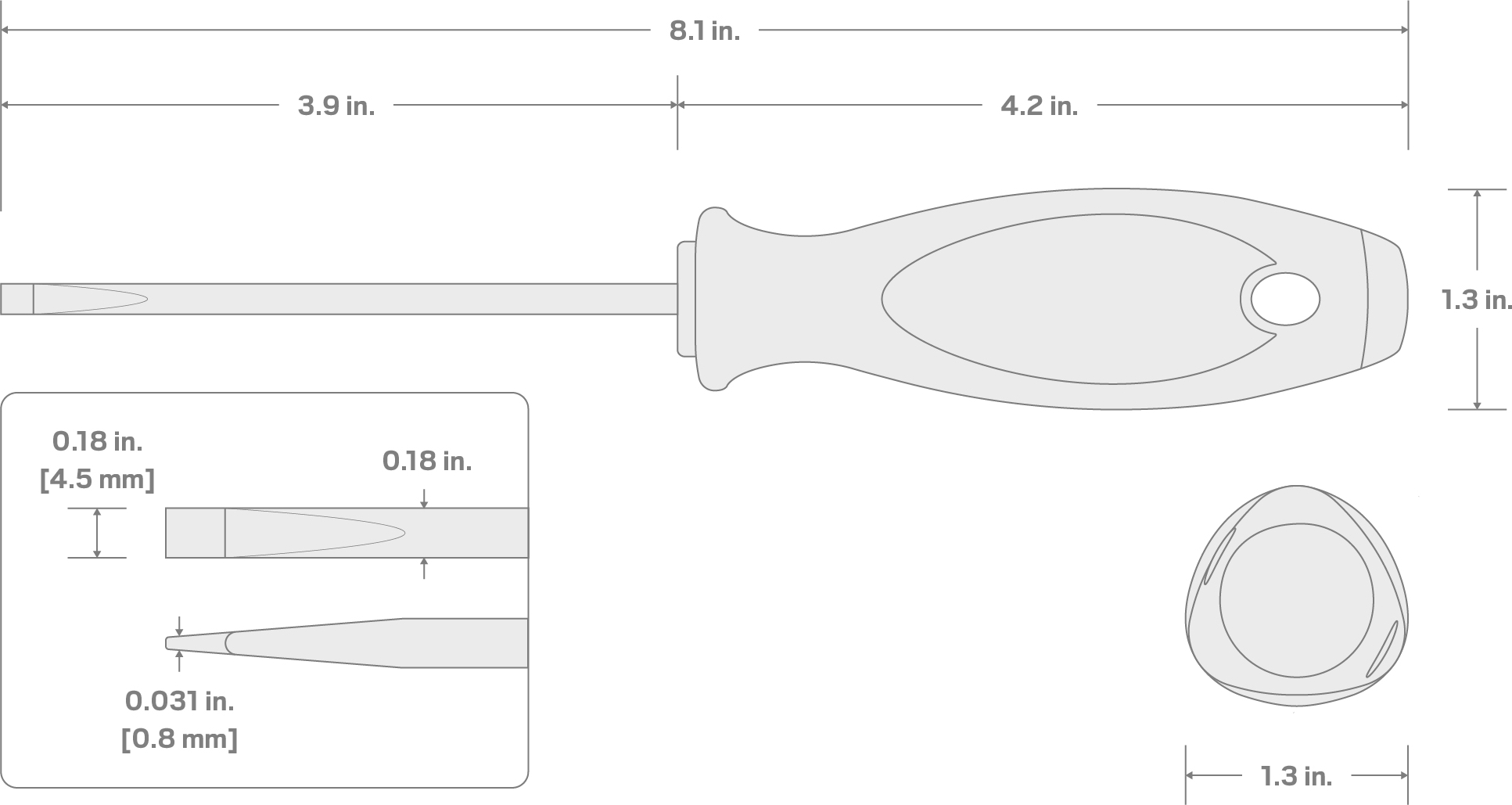 Specs for 3/16 in. Slotted Screwdriver (4 in. Shank)
