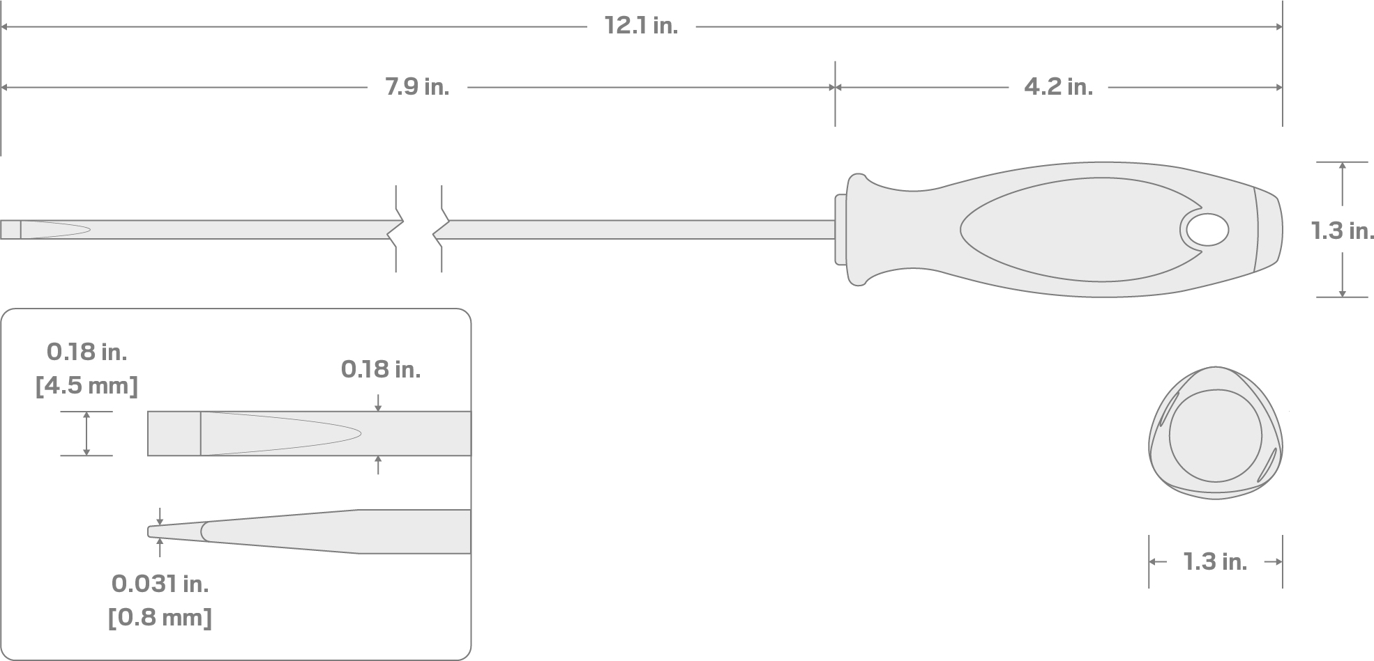 Specs for 3/16 in. Slotted Screwdriver (8 in. Shank)