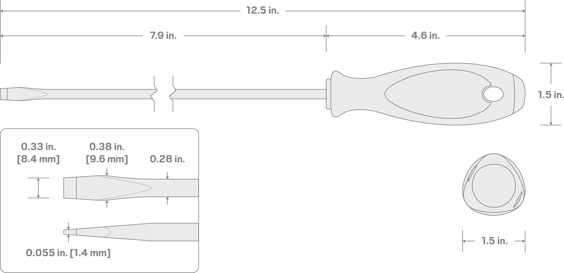 Specs for 5/16 in. Slotted Screwdriver (8 in. Shank)