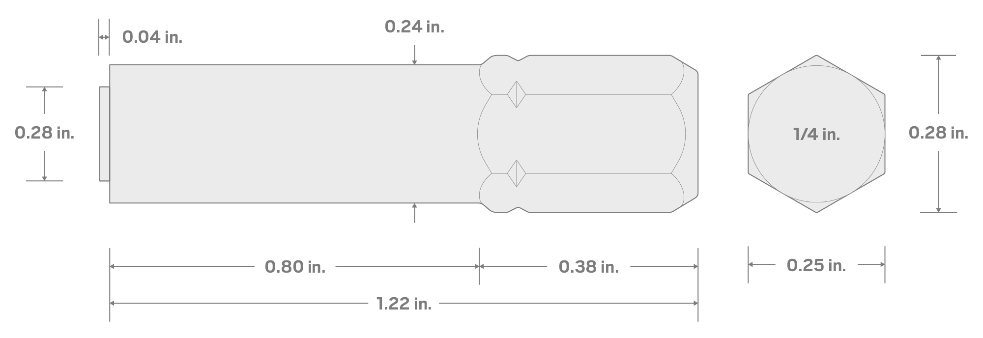 Specs for 1/4 Inch Hex Shank Magnetic Pickup Bit