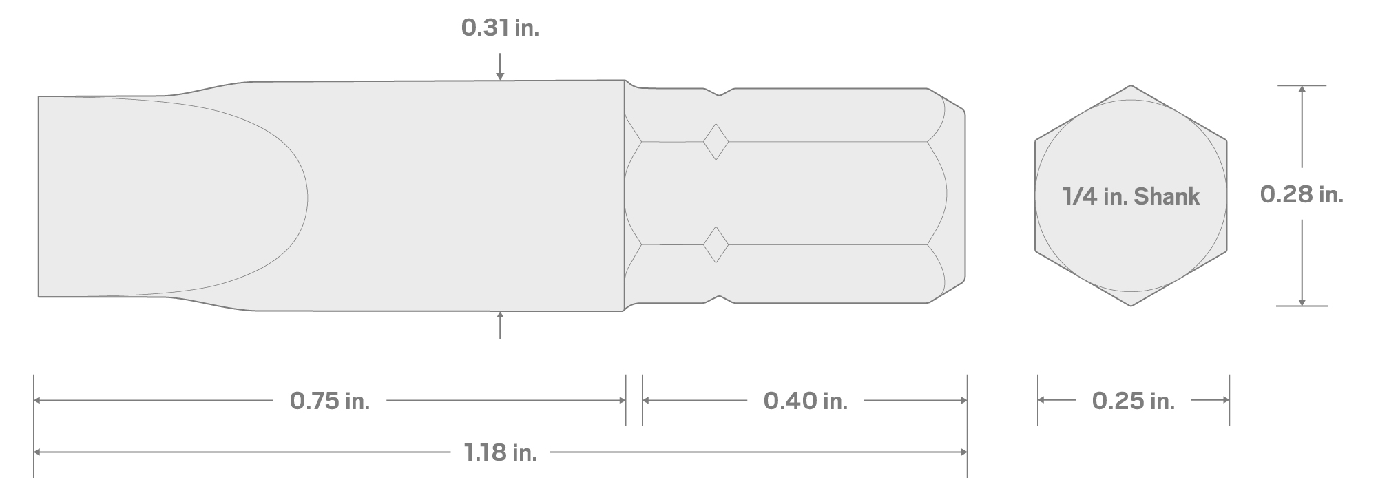 Specs for S4 Square Insert Bits, 1.18 Inch Length (10-Pack) - 1/4 in. Hex Shank