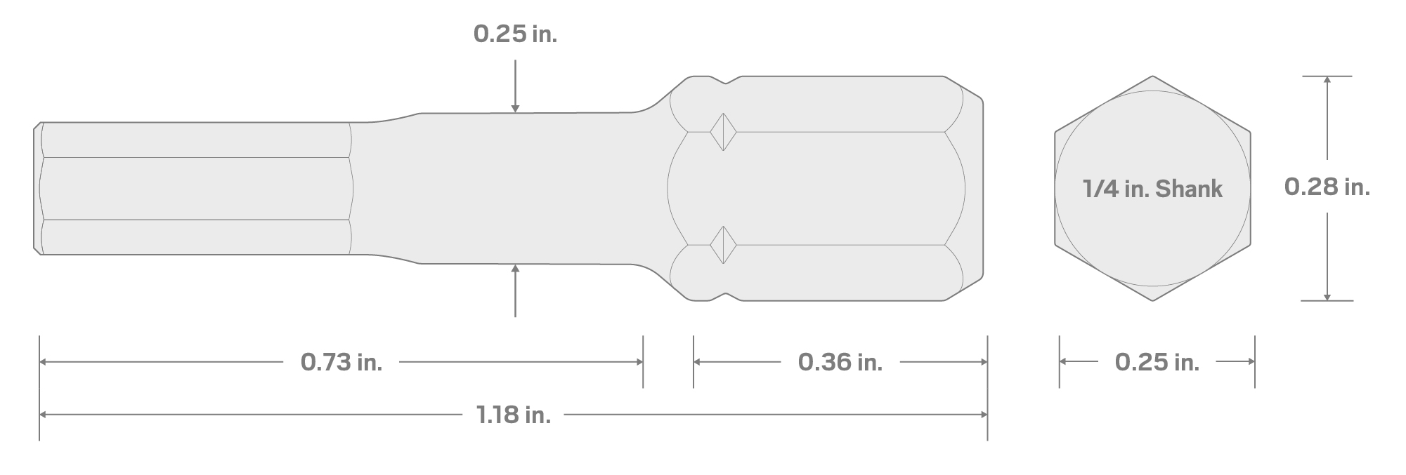 Specs for 5.5 mm Tamper Hex Insert Bits, 1.18 Inch Length (10-Pack) - 1/4 in. Hex Shank