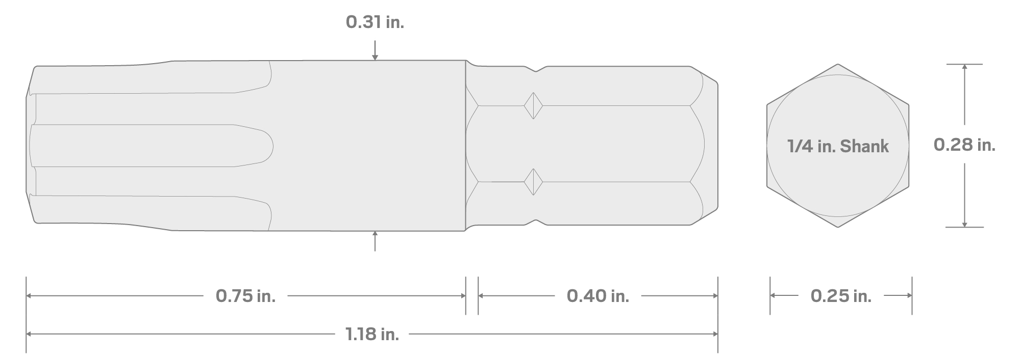 Specs for 45IP Star Plus Insert Bits, 1.18 Inch Length (10-Pack) - 1/4 in. Hex Shank