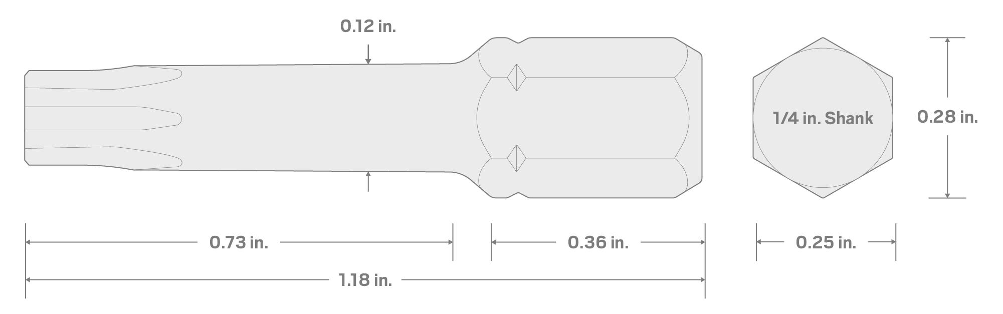 Specs for 6IPR Tamper Star Plus Insert Bits, 1.18 Inch Length (10-Pack) - 1/4 in. Hex Shank