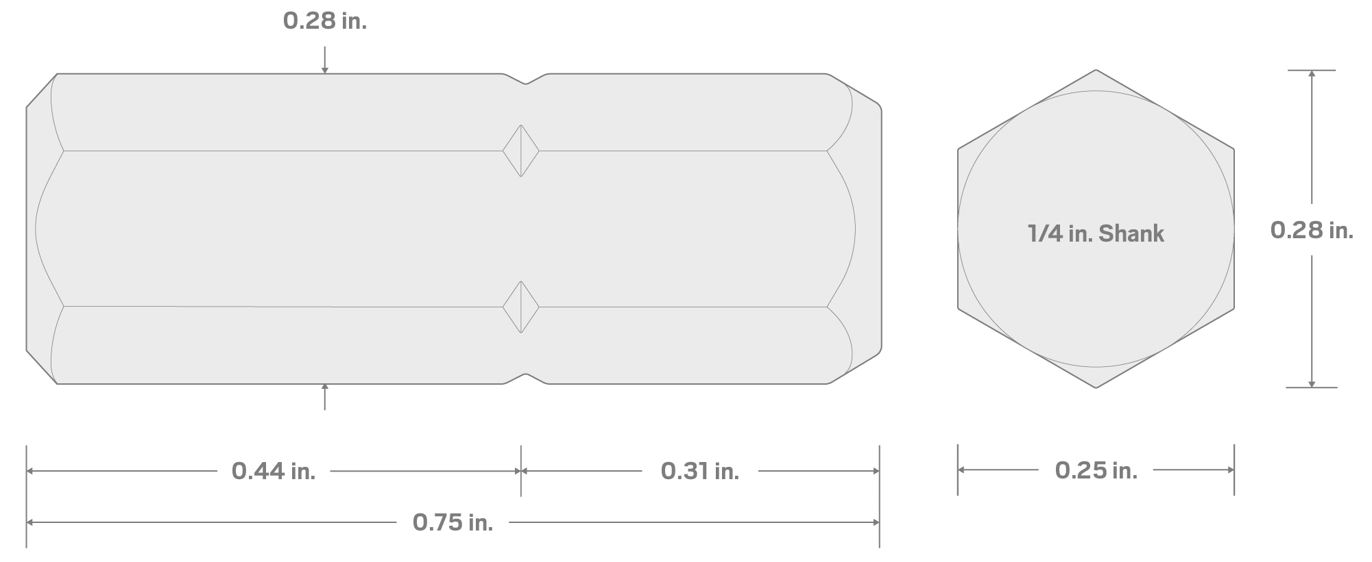 Specs for 1/4 Inch Hex Insert Bits, 0.75 Inch Length (10-Pack) - 1/4 in. Hex Shank