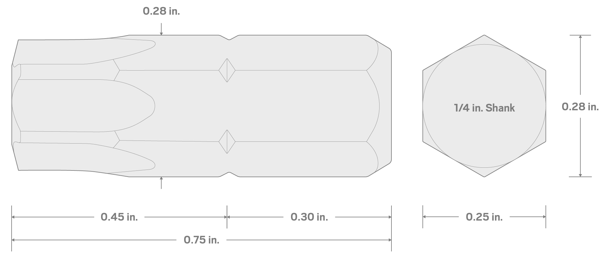 Specs for T40 Star Insert Bits, 0.75 Inch Length (10-Pack) - 1/4 in. Hex Shank