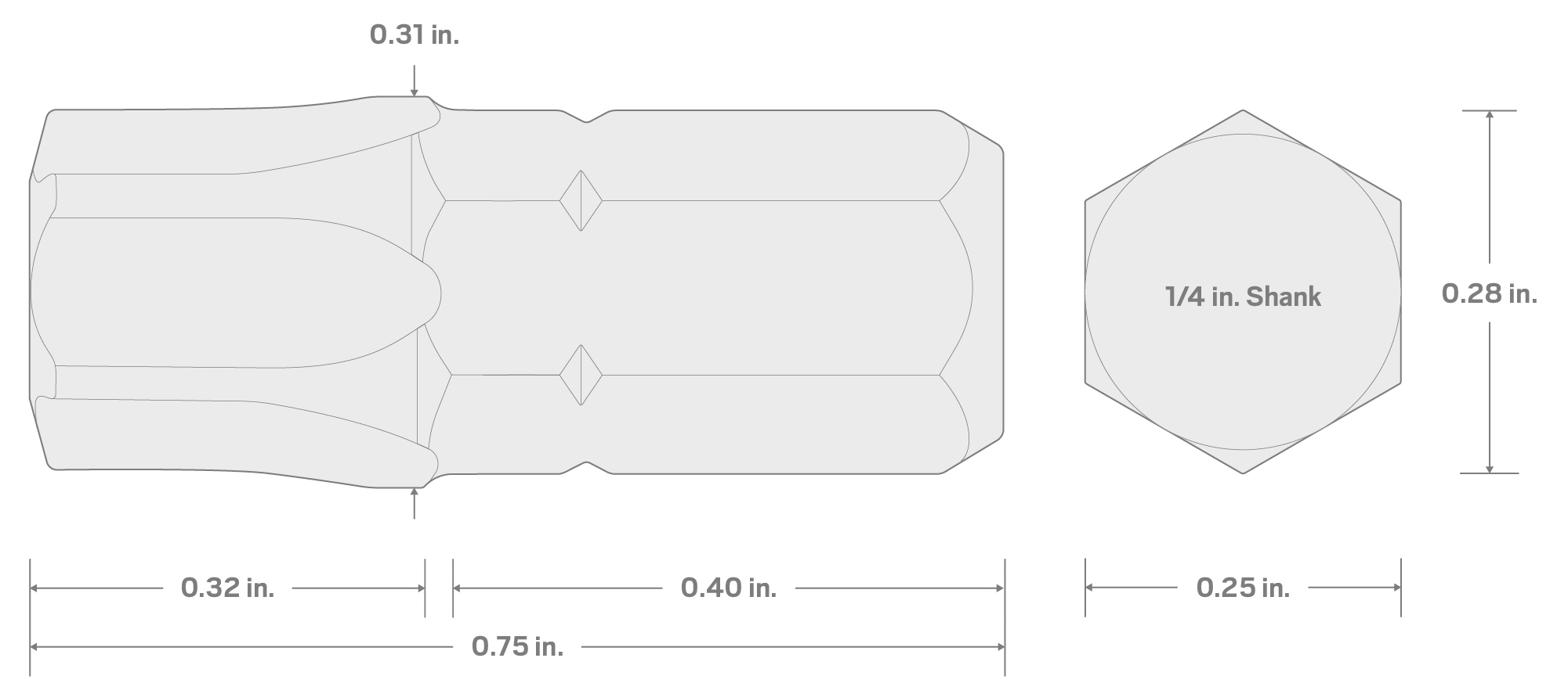 Specs for T45 Star Insert Bits, 0.75 Inch Length (10-Pack) - 1/4 in. Hex Shank