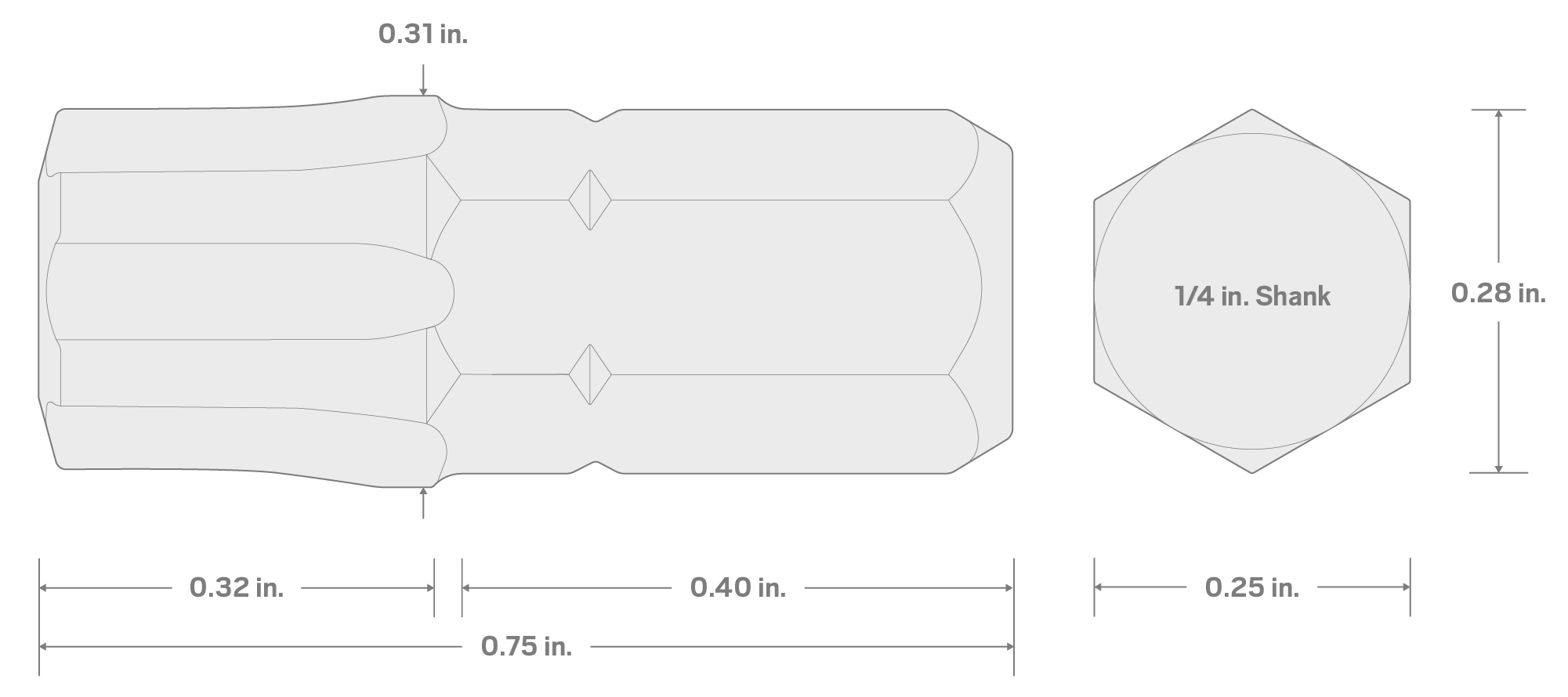 Specs for 45IP Star Plus Insert Bits, 0.75 Inch Length (10-Pack) - 1/4 in. Hex Shank