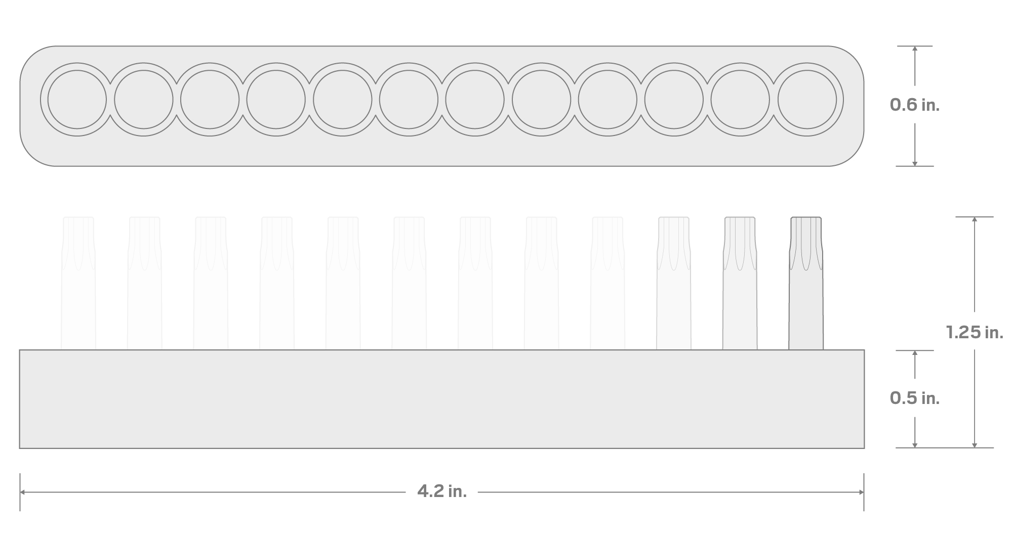 Specs for Star Insert Bit Set (1.18 Inch Length) with Rail, 12-Piece (T6 - T45) - 1/4 in. Hex Shank