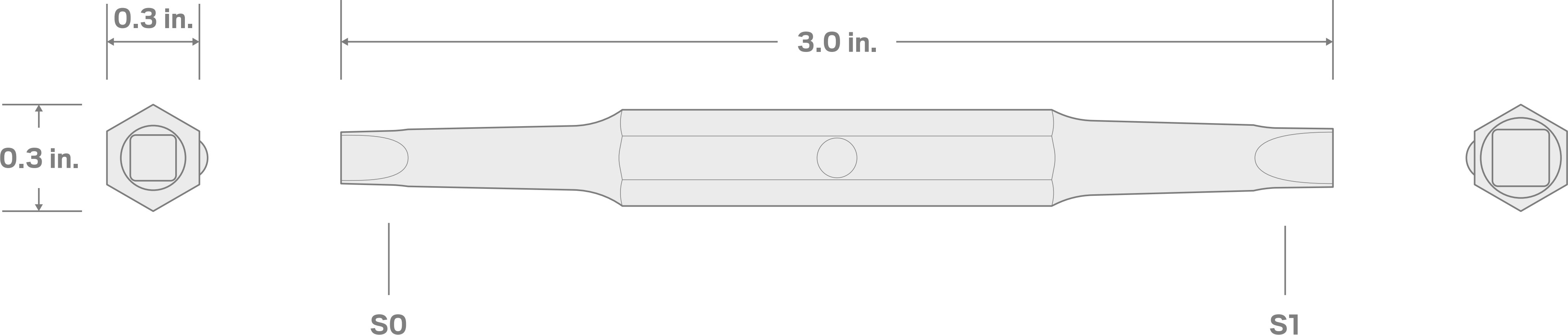 Specs for Square Bit, 1/4 Inch Shank (S0 x S1)