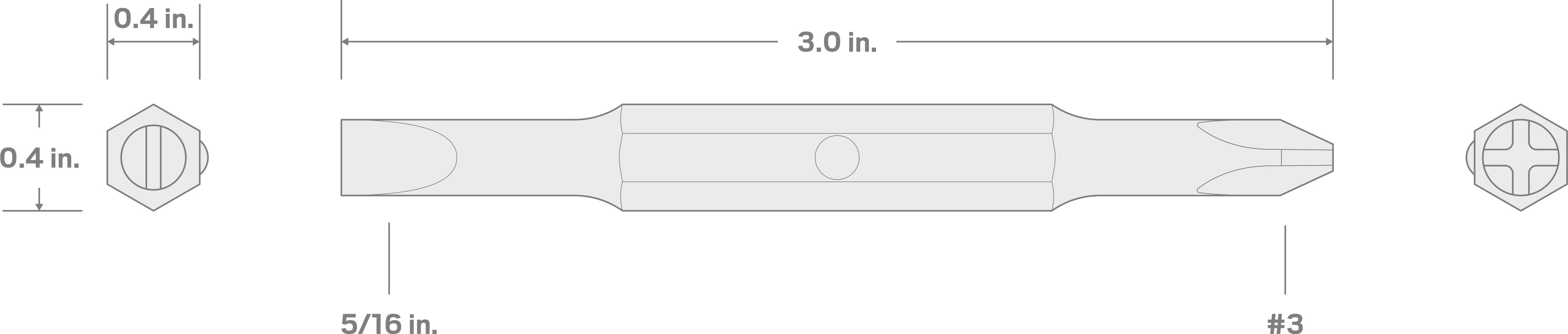 Specs for Phillips/Slotted Bit, 5/16 Inch Shank (#3 x 5/16 in.)