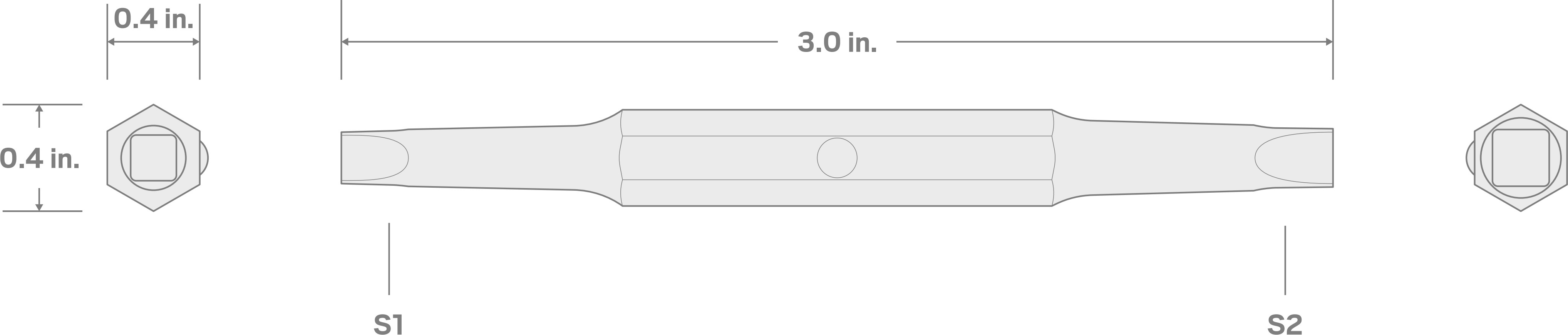 Specs for Square Bit, 5/16 Inch Shank (S1 x S2)