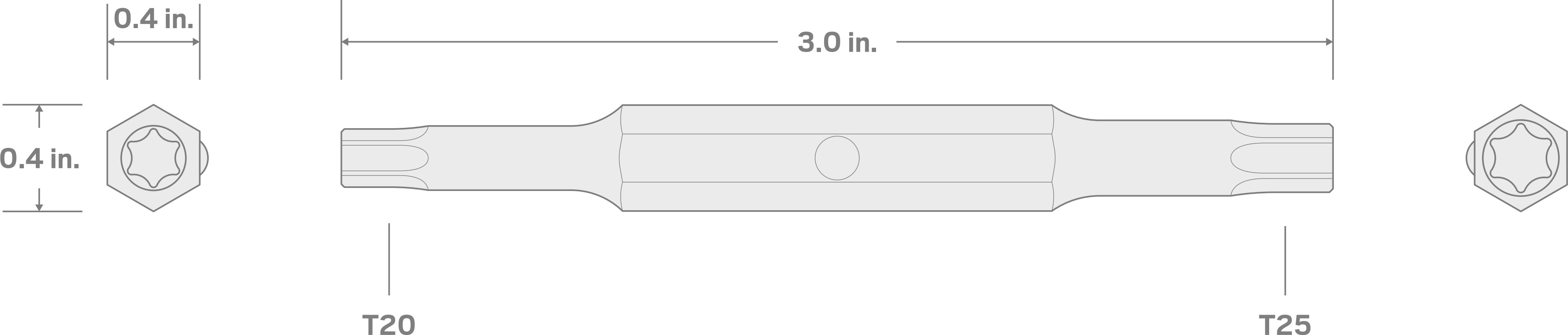 Specs for Torx Bit, 5/16 Inch Shank (T20 x T25)