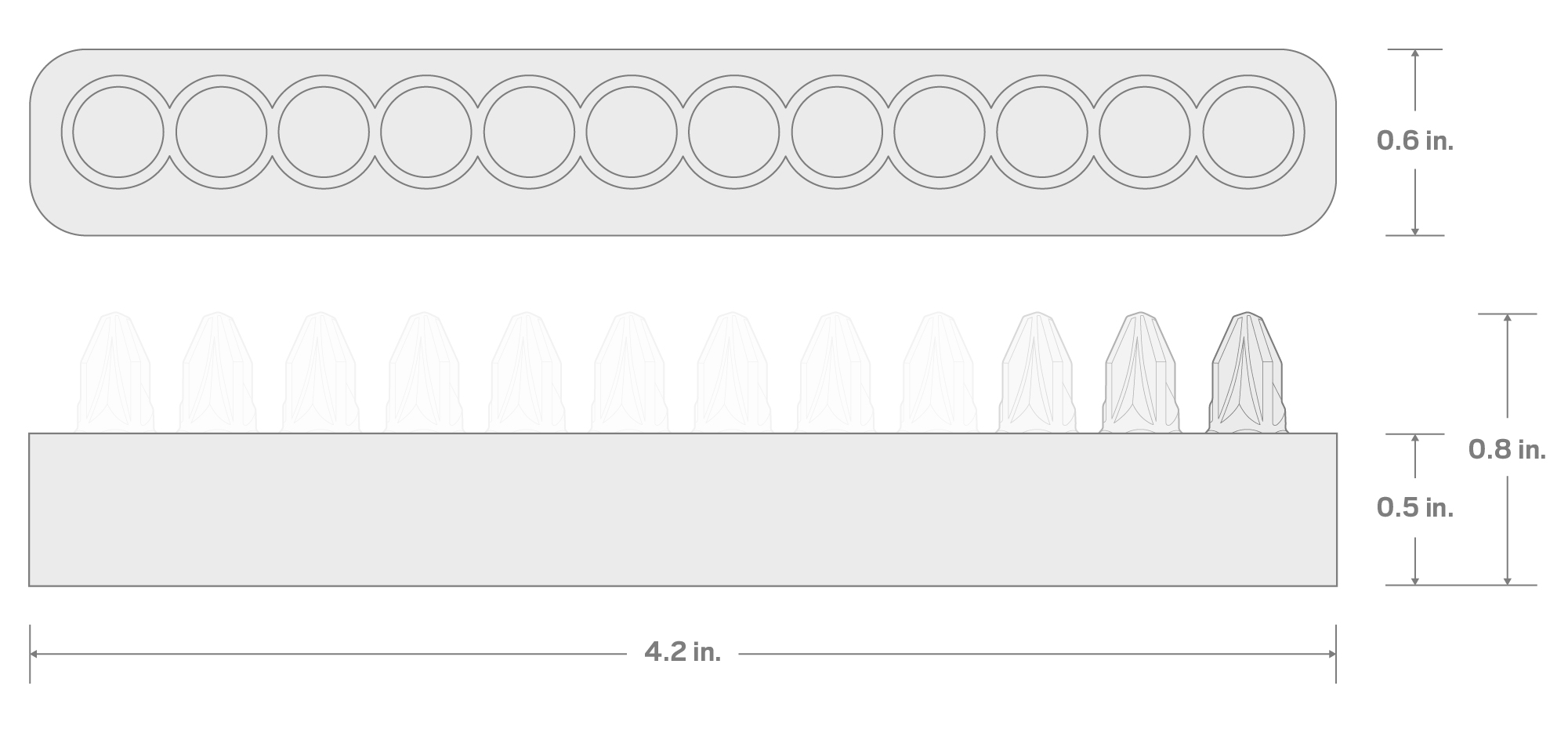Specs for Slotted and Pozidriv Insert Bit Set (0.75 Inch Length) with Rail, 12-Piece (3 - 8 mm, PZ0 - PZ3) - 1/4 in. Hex Shank