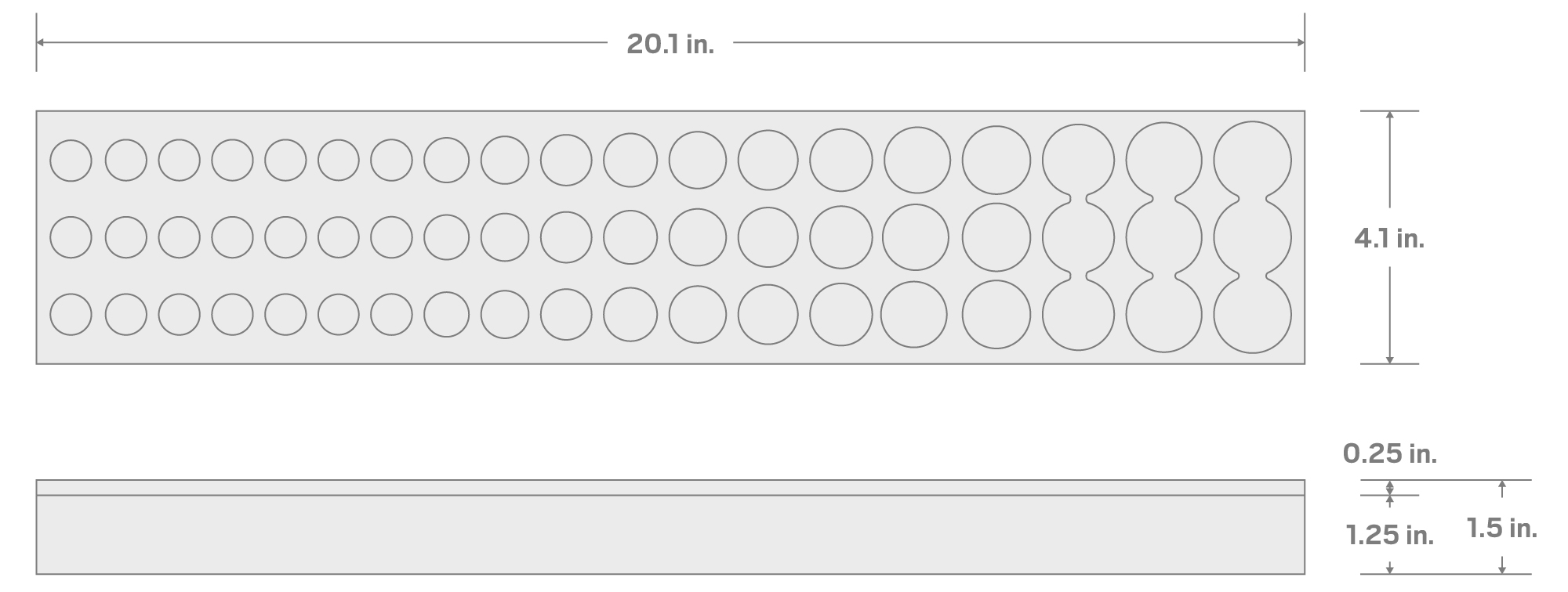 Specs for 57-Tool 3/8 Inch Shallow, Semi-Deep, and Deep Socket Set Foam Organizer, 20 x 4 Inch (6 - 24 mm)