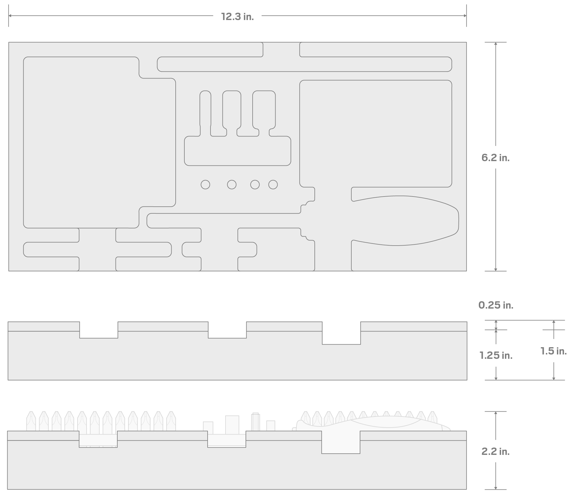 Specs for Molded Handle Bit Driver, Insert Bit Rail, and Accessory Set Foam Organizer (12 x 6 Inch)