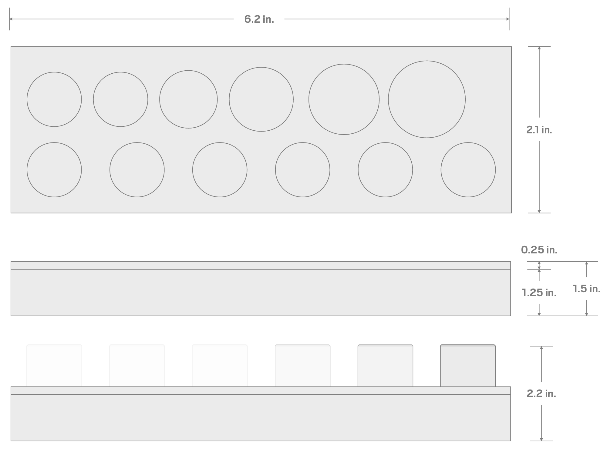 Specs for 12-Tool 3/8 Inch External Star Socket Set Foam Organizer, 6 x 2 Inch (E4 - E20)