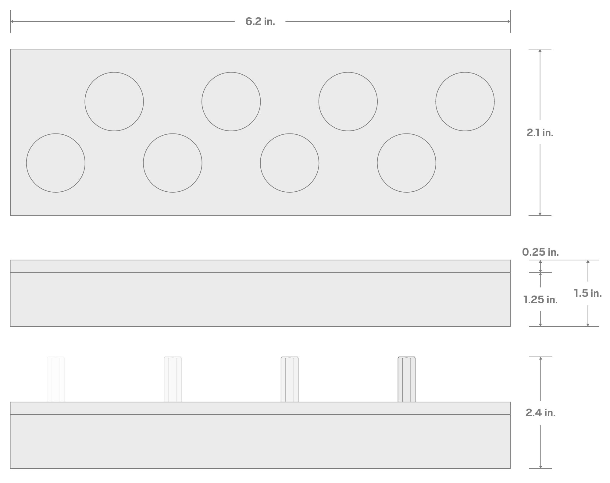 Specs for 8-Tool 3/8 Inch Hex Bit Socket Set Foam Organizer, 6 x 2 Inch (1/8 - 3/8 in.)