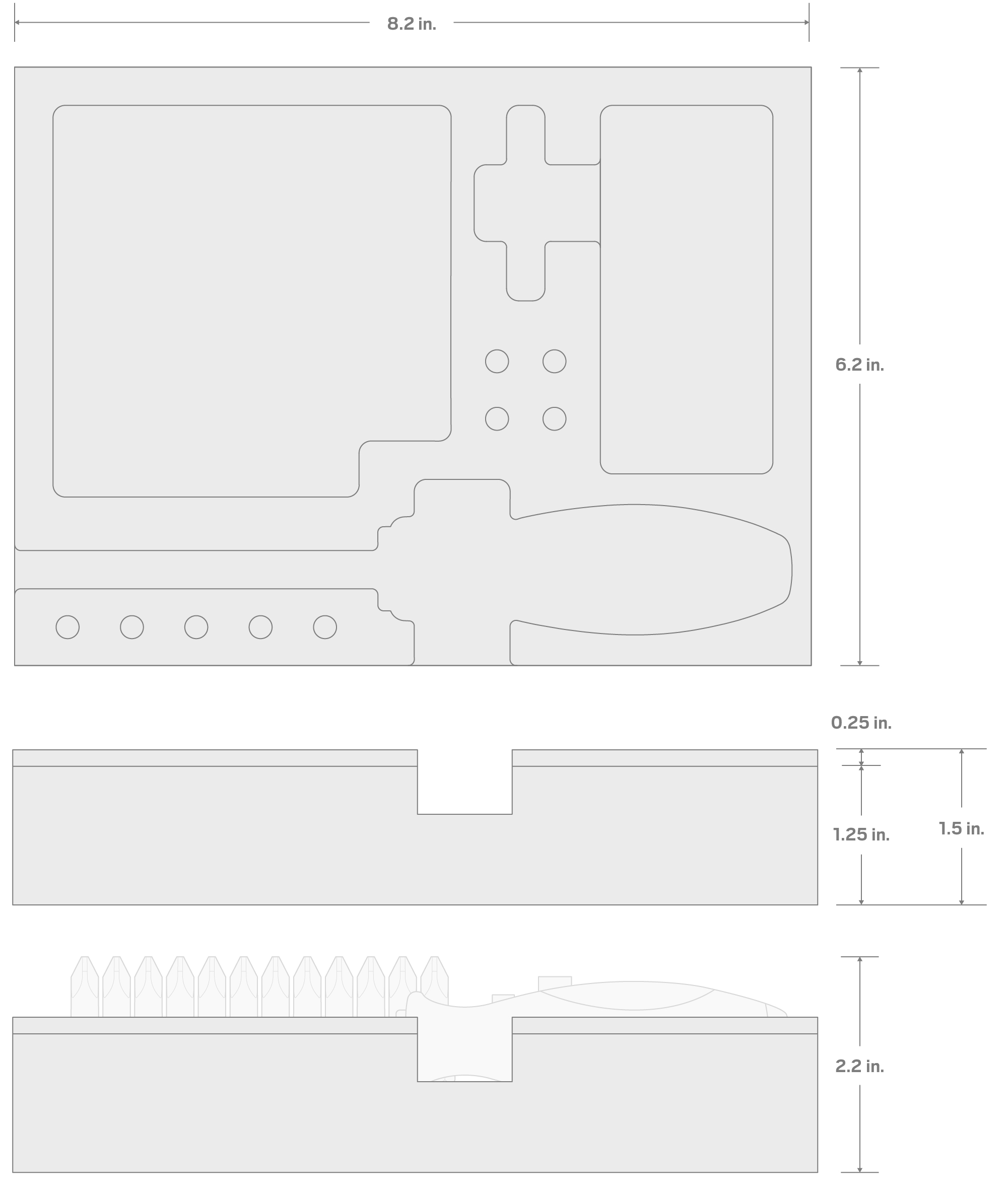 Specs for Molded Handle Bit Driver and Insert Bit Rail Set Foam Organizer (8 x 6 Inch)