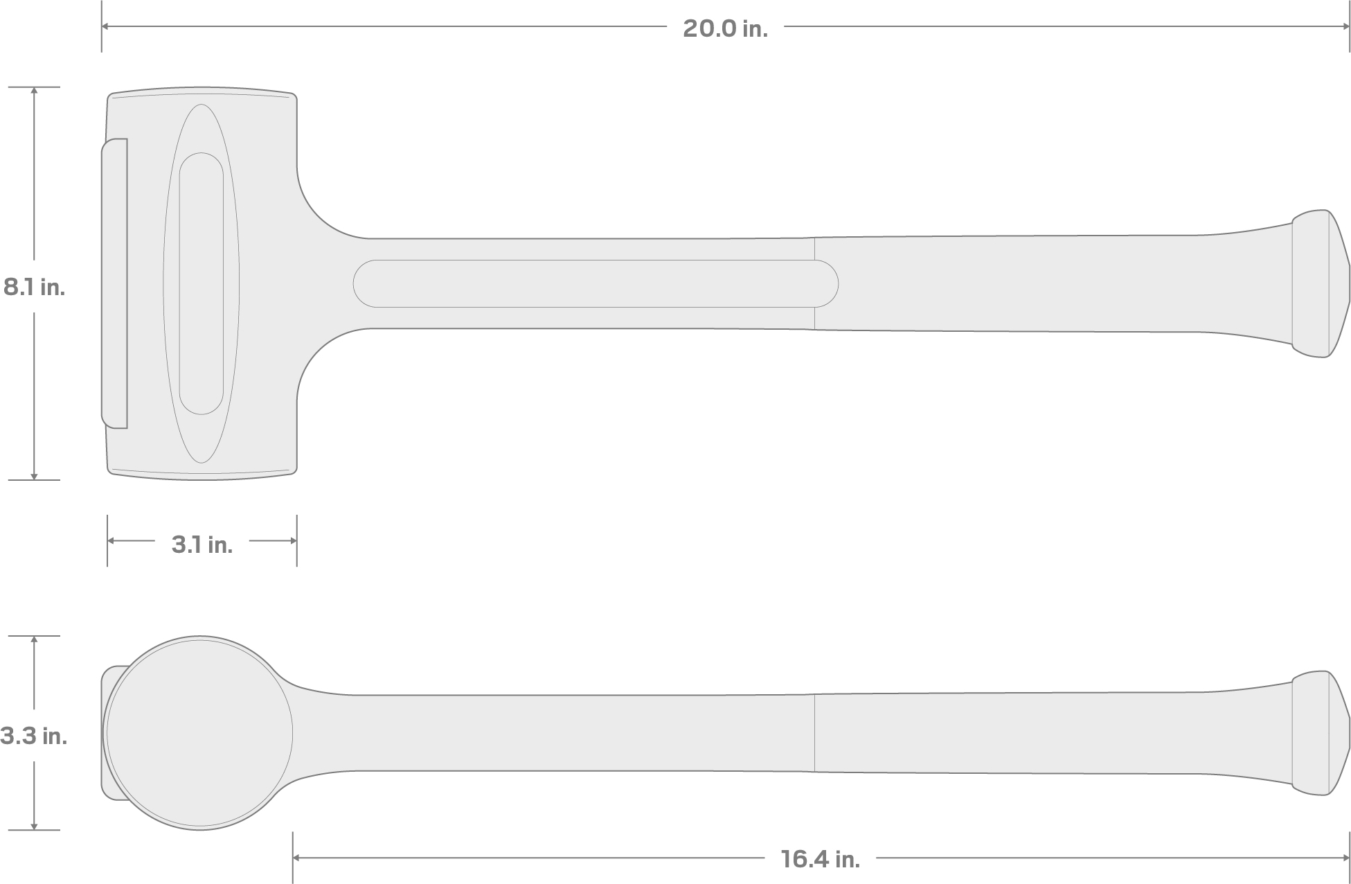 Specs for 152 oz. Short Handle Dead Blow Sledge Hammer