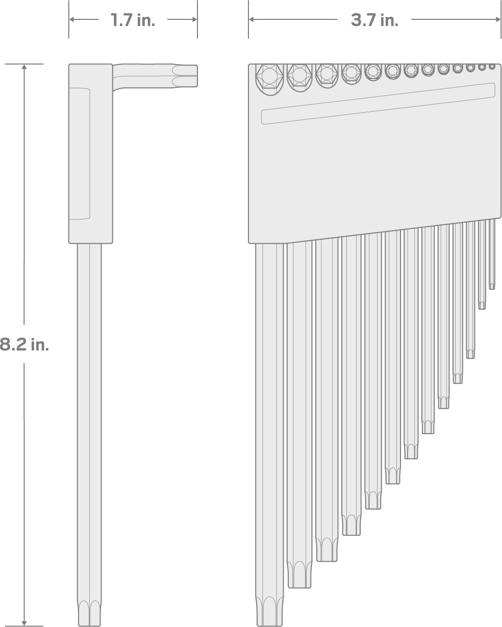 Specs for Star L-Key Set with Holder, 13-Piece (T6-T50)